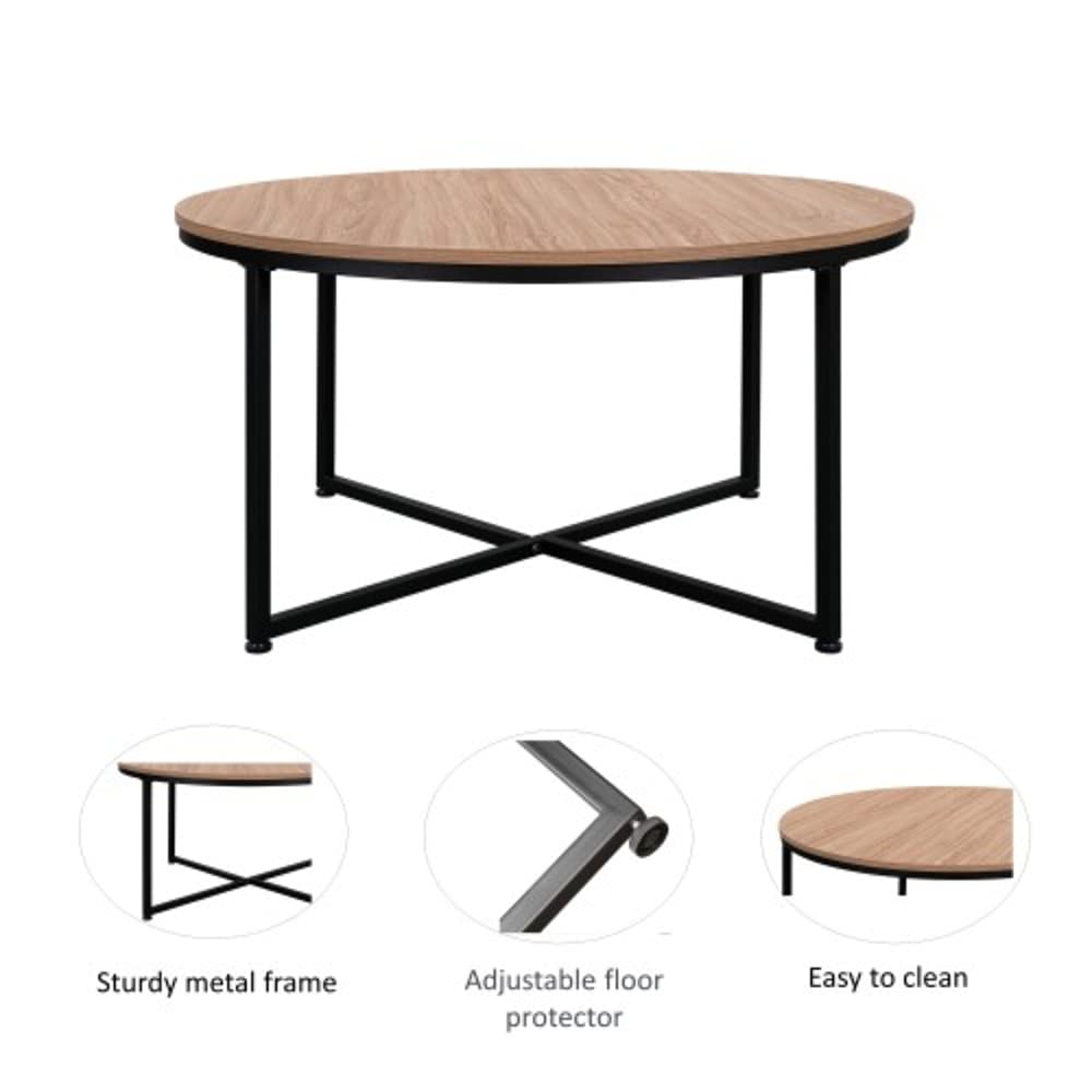 Modern Round Metal Coffee Table - Stylish & Durable Living Room Centerpiece for Small Spaces, Apartments & Home Decor