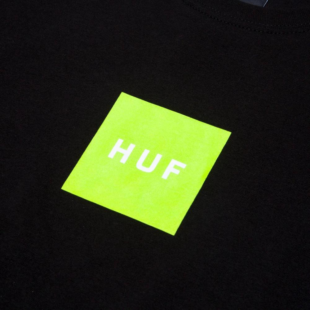 HUF ESSENTIALS Box Logo Short Sleeve T-Shirt - Black | Men's Casual Streetwear Tee for Everyday Wear & Urban Fashion