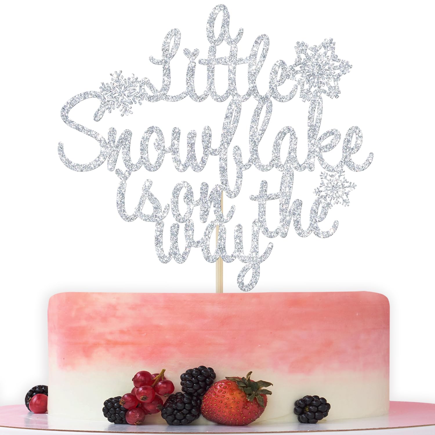 Little Snowflake Baby Shower Cake Topper - Frozen Themed Birthday Party Decorations, Silver Glitter Winter Wonderland Cake Decor for Baby Shower & 1st Birthday Parties - Perfect for Frozen Inspired Celebrations and Winter Baby Showers