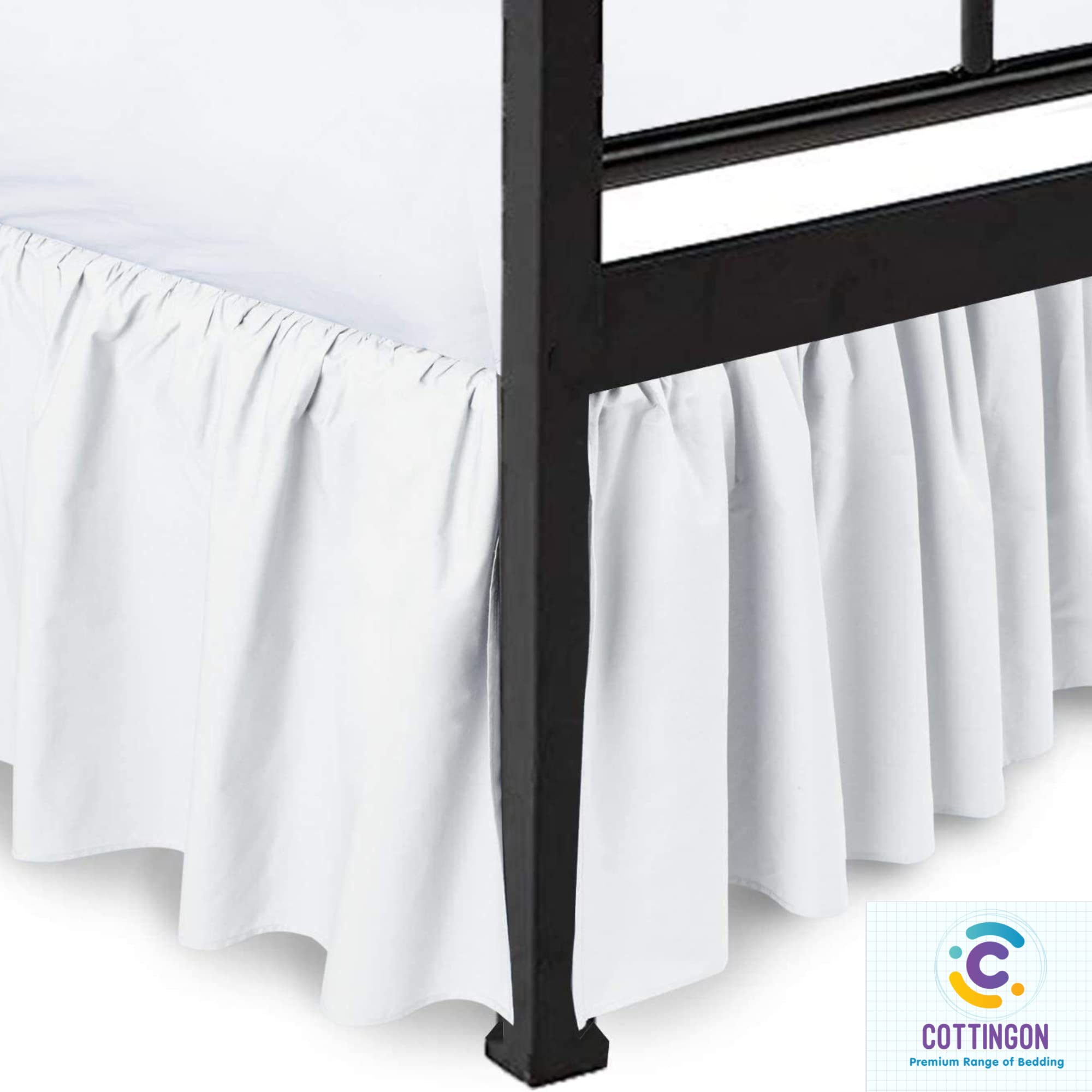 Elegant Ruffled Bed Skirt with Split Corners - 16