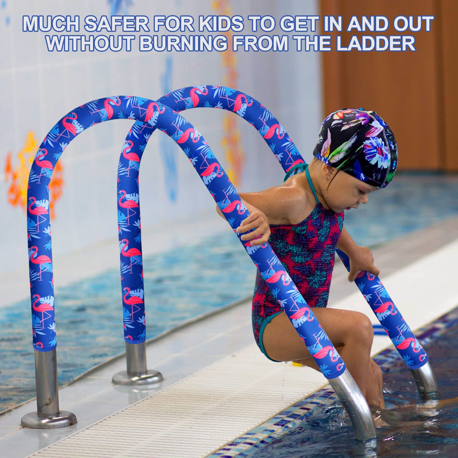 Slip-Resistant Pool Handrail Cover - 8 ft Blue Swimming Pool Hand Rail Grip for Safety & Stability | Perfect for Inground & Above Ground Pools, Spas, and Water Therapy Areas