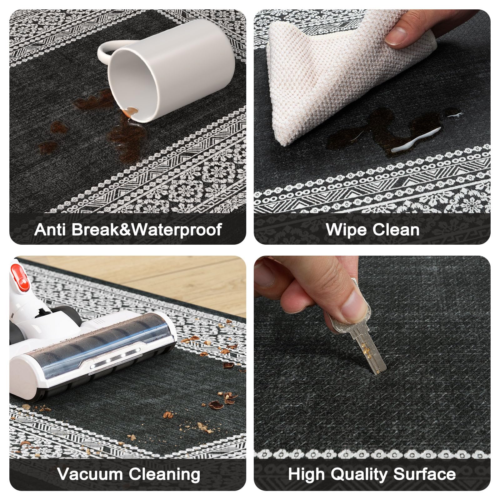 2-Pack Anti-Fatigue Kitchen Floor Mats - Waterproof Memory Foam Standing Mat for Kitchen, Bathroom, Laundry & Office - Black Non-Slip Cushioned Rug for Comfortable Standing All Day
