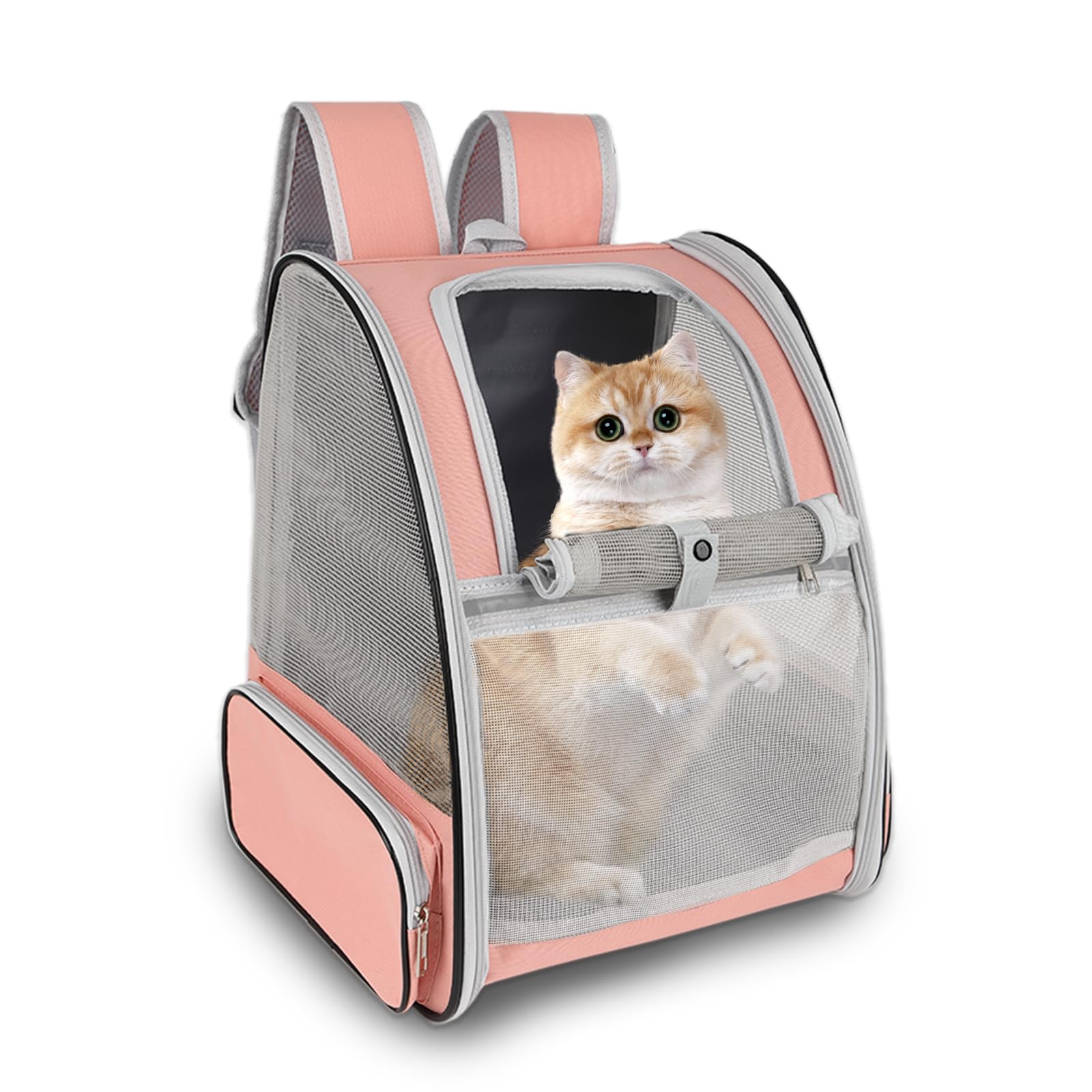 Airline Approved Cat Backpack Carrier - Ventilated Mesh Pet Travel Bag for Small Dogs, Cats, Puppies & Kittens | Lightweight & Comfortable for Hiking, Camping, Air Travel & Daily Use (Pink)