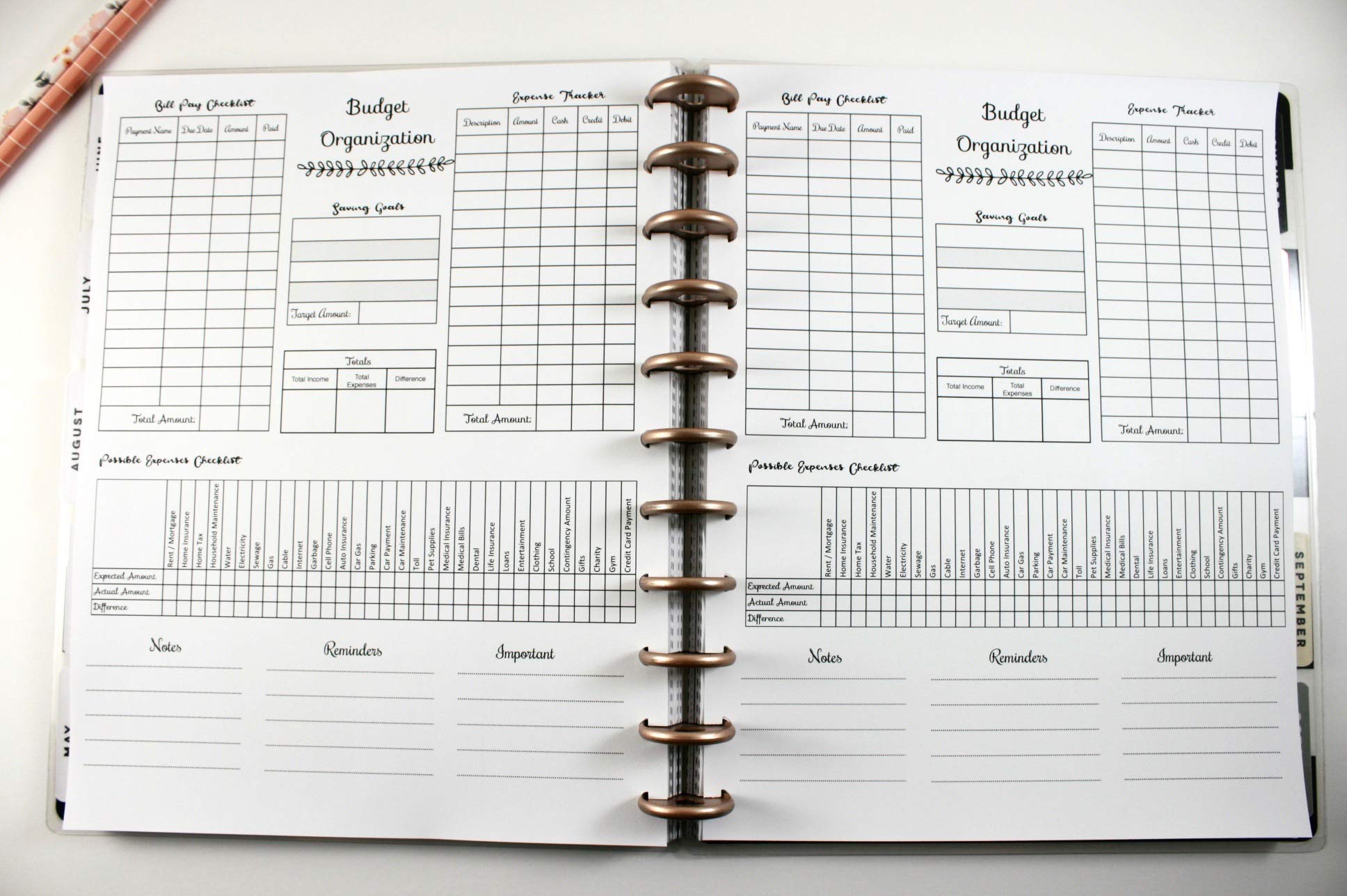 Big Happy Planner Monthly Budget Inserts for 11-Disc Planner - Budget Organization & Bill Pay System - Expense Tracker with Possible Expenses - Perfect for Financial Planning & Money Management