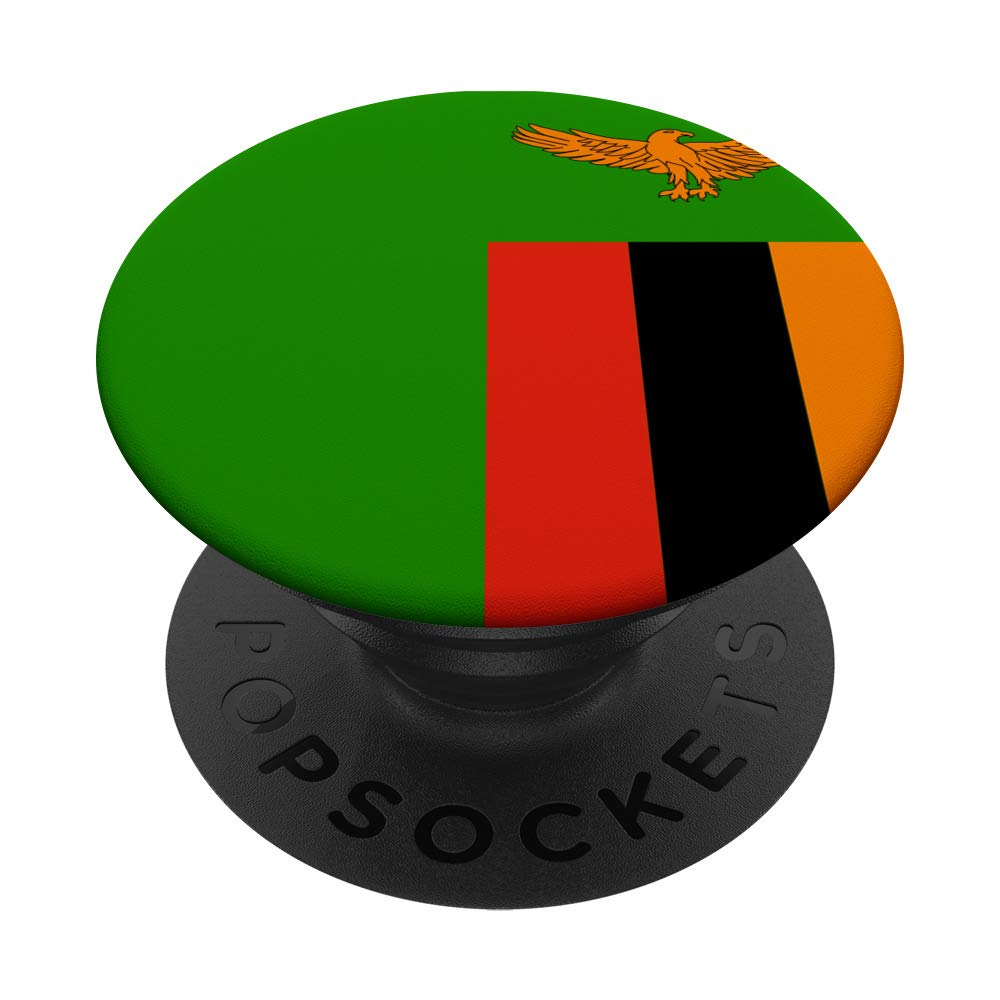 Zambia Flag PopSockets Phone Grip & Stand - Expandable Phone Holder for iPhone, Samsung, Tablets - Perfect for Travel, School, Work & Daily Use