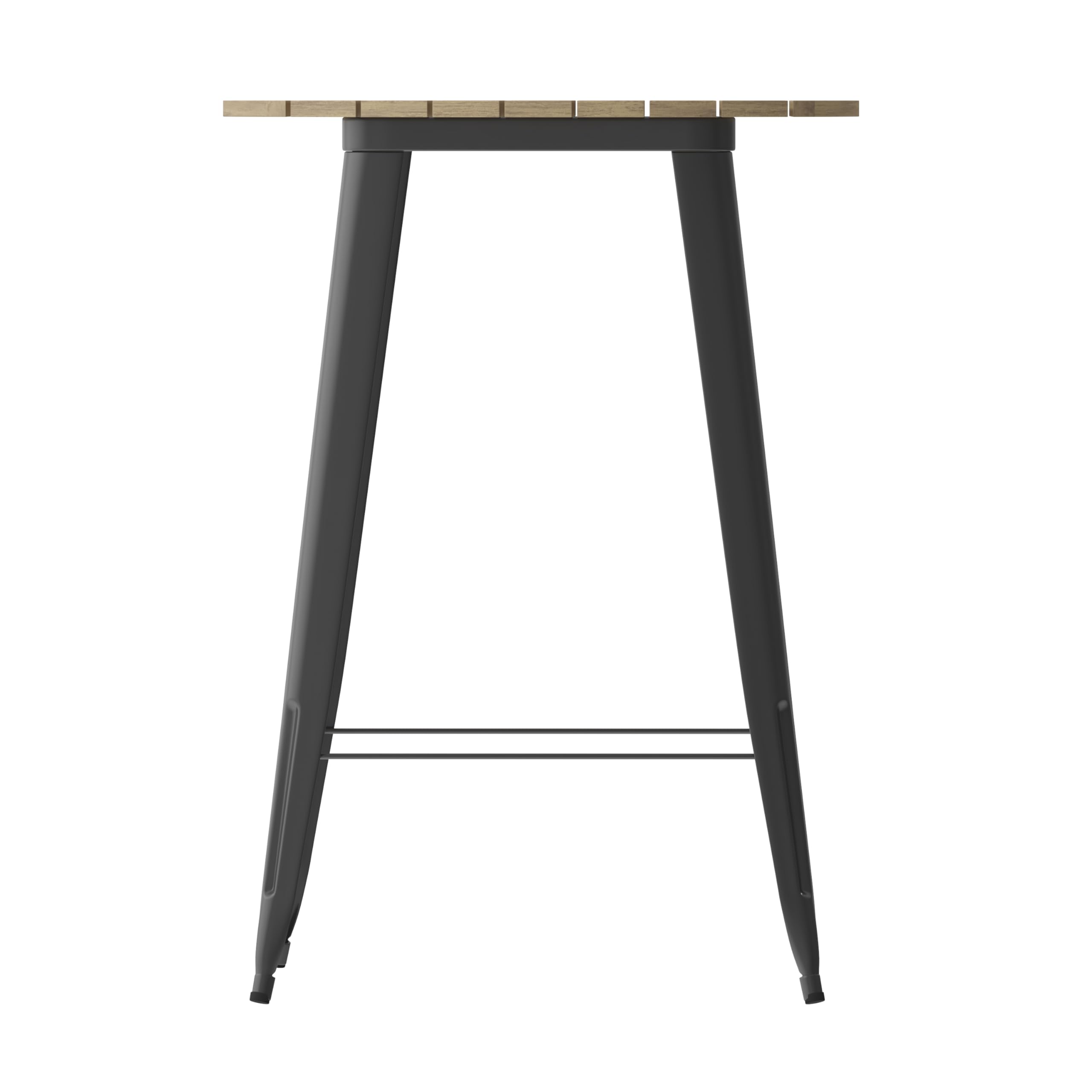 EMMA + OLIVER Drew 30-inch Round Bar Height Dining Table - Black Poly Resin Tabletop with Steel Base - All-Weather Indoor/Outdoor Use - Perfect for Patio, Deck, Garden or Kitchen Breakfast Nook