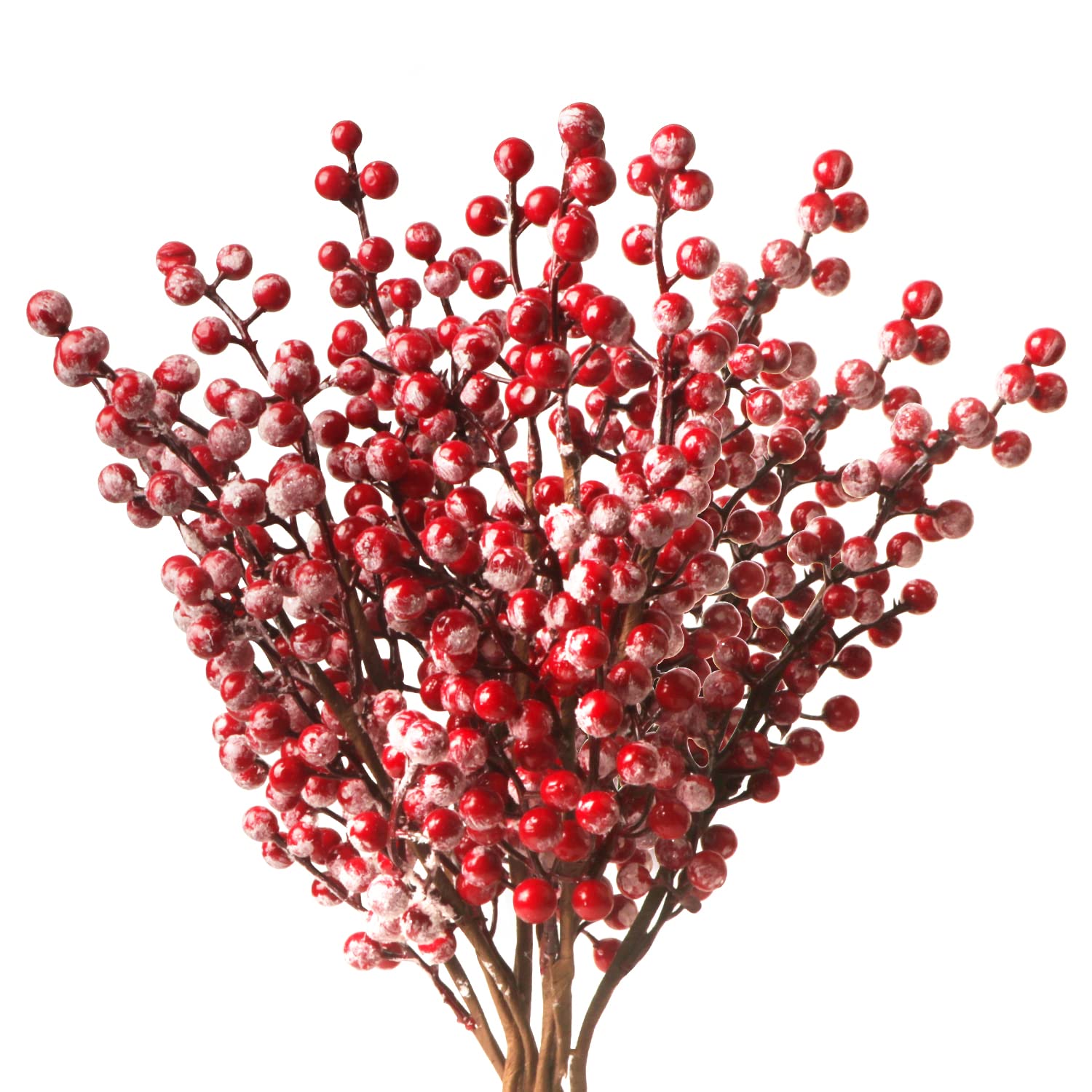Fangoo 10 Pack Christmas Red Berry Stems - 14 Inch Snowy Burgundy Berry Branches for Xmas Tree Decor, DIY Wreaths & Holiday Crafts | Perfect for Winter Home Decor, Table Centerpieces & Festive Gift Wrapping