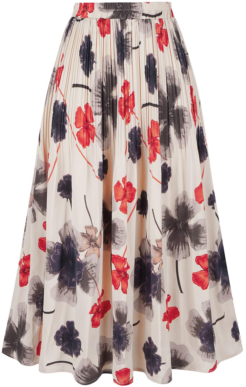 Basoteeuo Women's Leopard Print Midi Skirt - High Waisted A-Line Pleated Long Skirt with Shirring Detail | Perfect for Casual Wear, Office Outfits & Date Nights