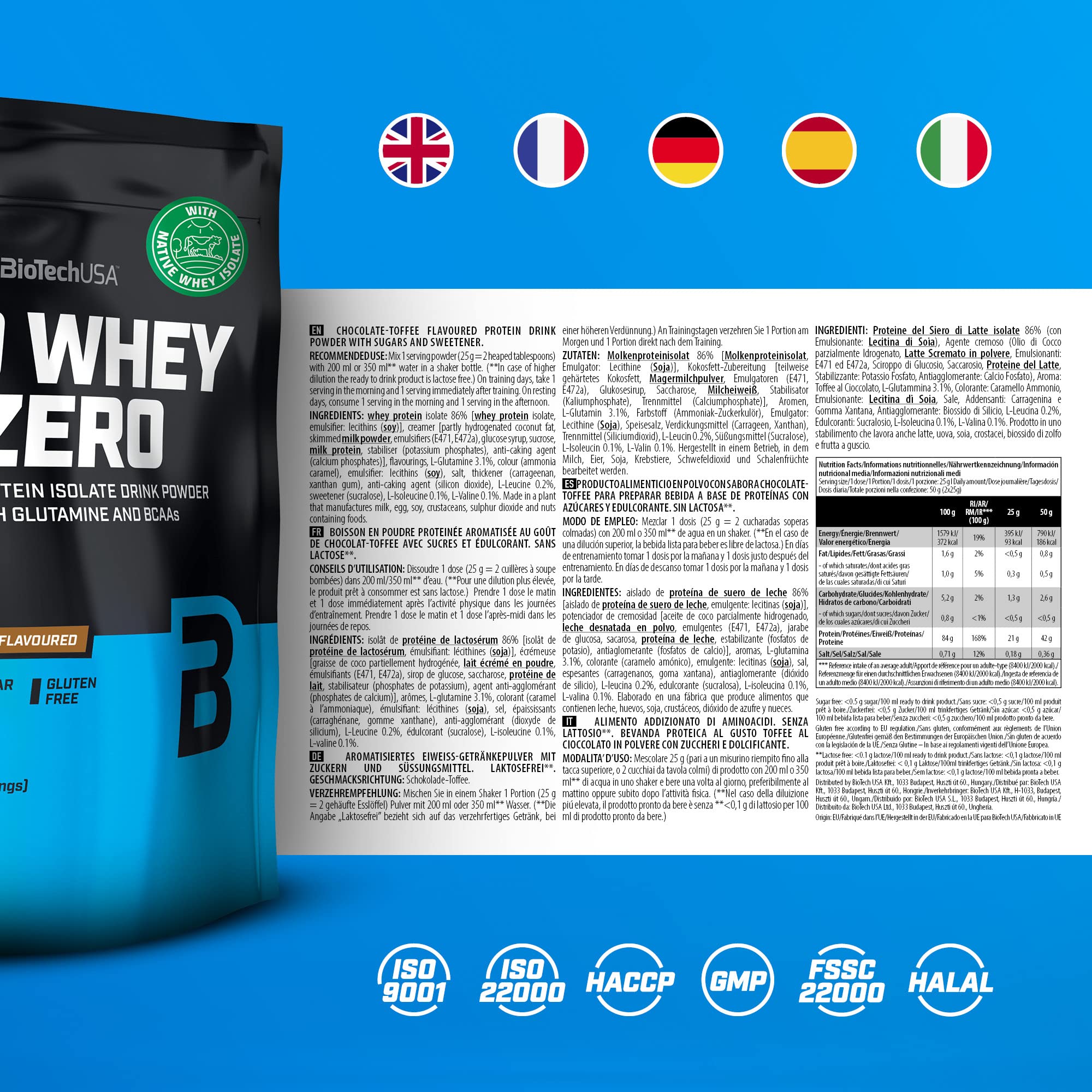 BioTechUSA Iso Whey Zero 500g - Premium Whey Protein Isolate Powder for Muscle Growth & Recovery - Ideal for Post-Workout, Weight Loss & Fitness Enthusiasts