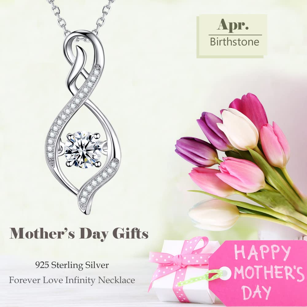 ELDA & CO. Endless Love Necklace - April & May Birthstone Jewelry with Simulated Diamond & Emerald - Perfect Birthday Gift for Women, Wife, Mom - Elegant Jewelry for Anniversaries, Valentine's Day & Special Occasions