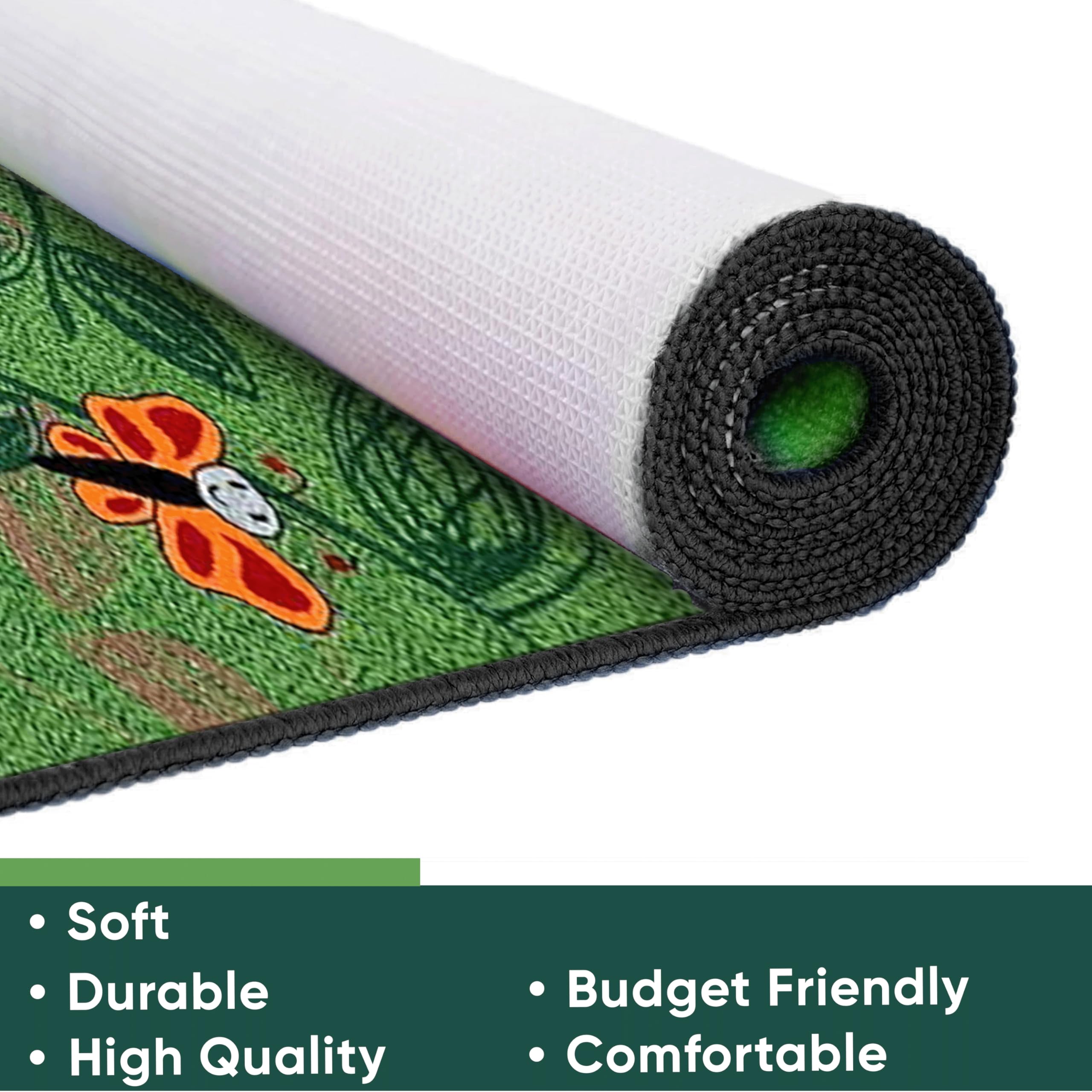 Buzzy Bugs Nylon Area Rug 12' x 6' - Colorful Nature Themed Kids Rug for Playroom, Classroom & Bedroom | Non-Slip Educational Carpet for Preschool Learning & Home Decor | Perfect for Storytime, Play Areas & Early Childhood Development Spaces