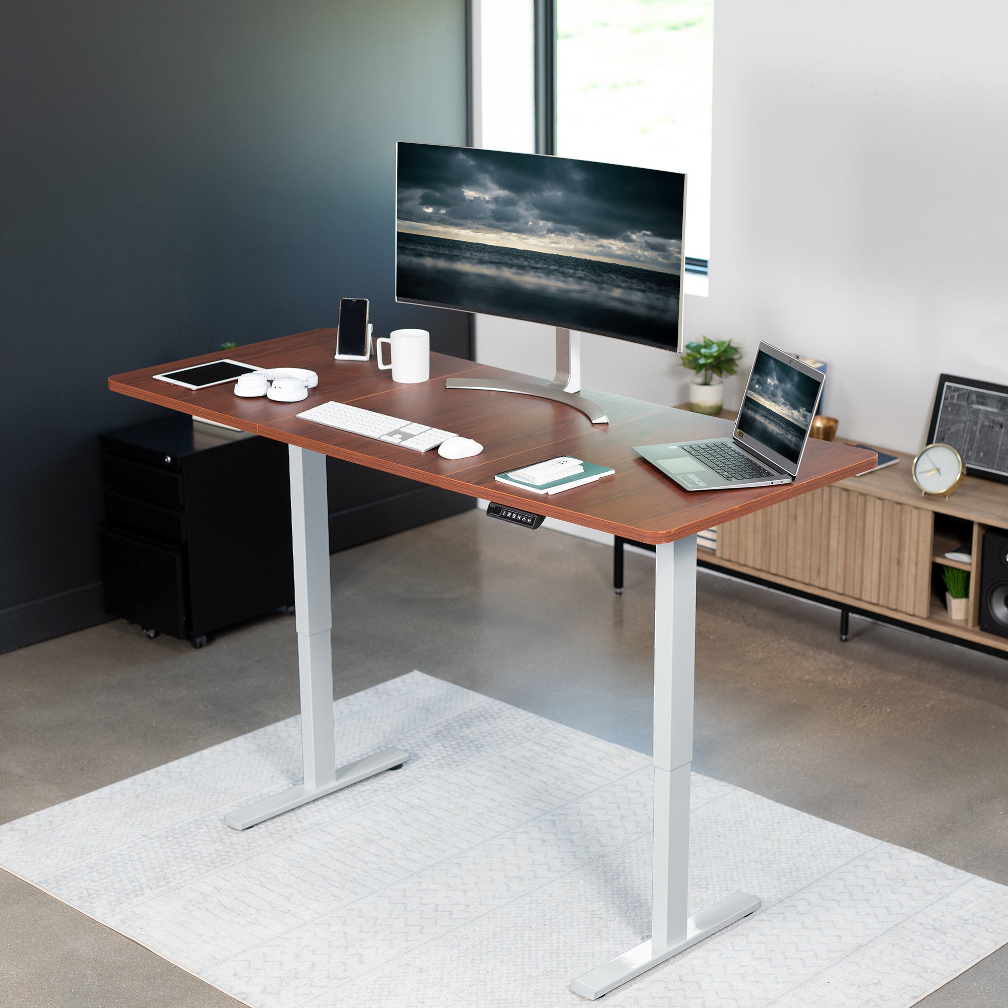 1B Split Top Series Single Motor Electric Standing Desk with Push Button Memory Controller - Perfect for Home Office, Gaming & Study Workspace