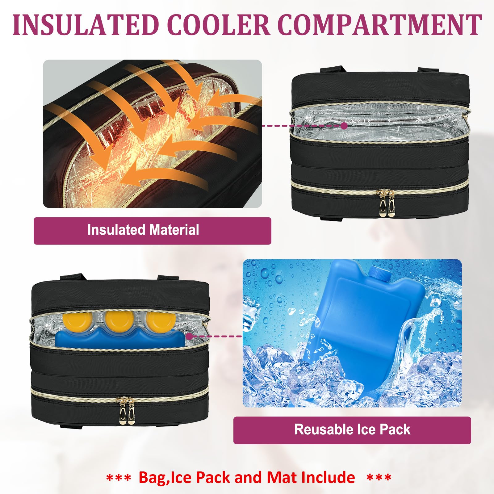 Breastmilk Cooler Travel Bag for Momcozy/Medela/Elvie/Willow Breast Pumps - Insulated Storage Bag with Ice Pack & Waterproof Mat - Portable Breast Pump Accessories for Working Moms & Traveling - Perfect for Office, Commuting and On-the-Go Use