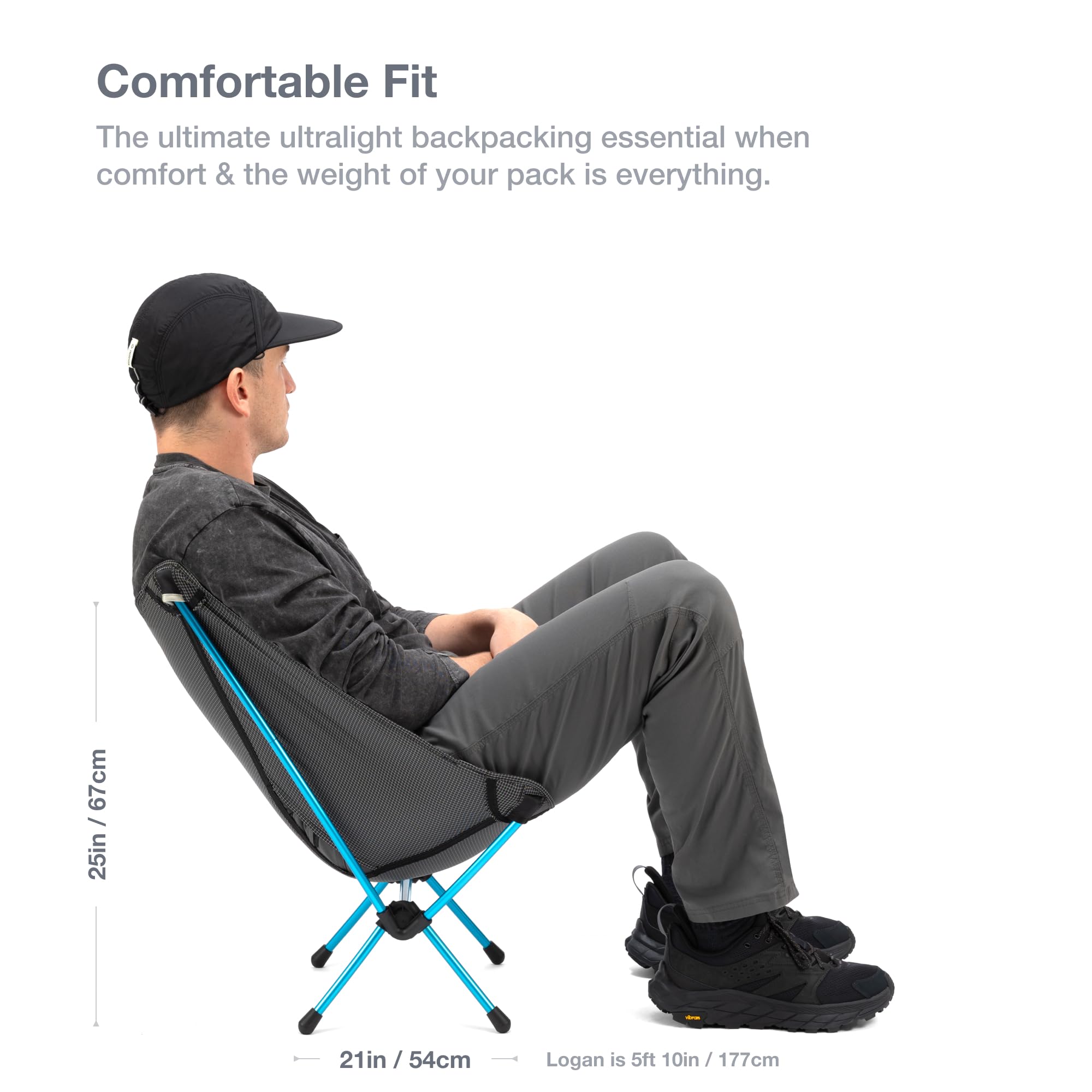 Helinox Chair Zero Ultralight Compact Folding Camping Chair - Portable & Lightweight for Backpacking, Hiking, Travel - Black