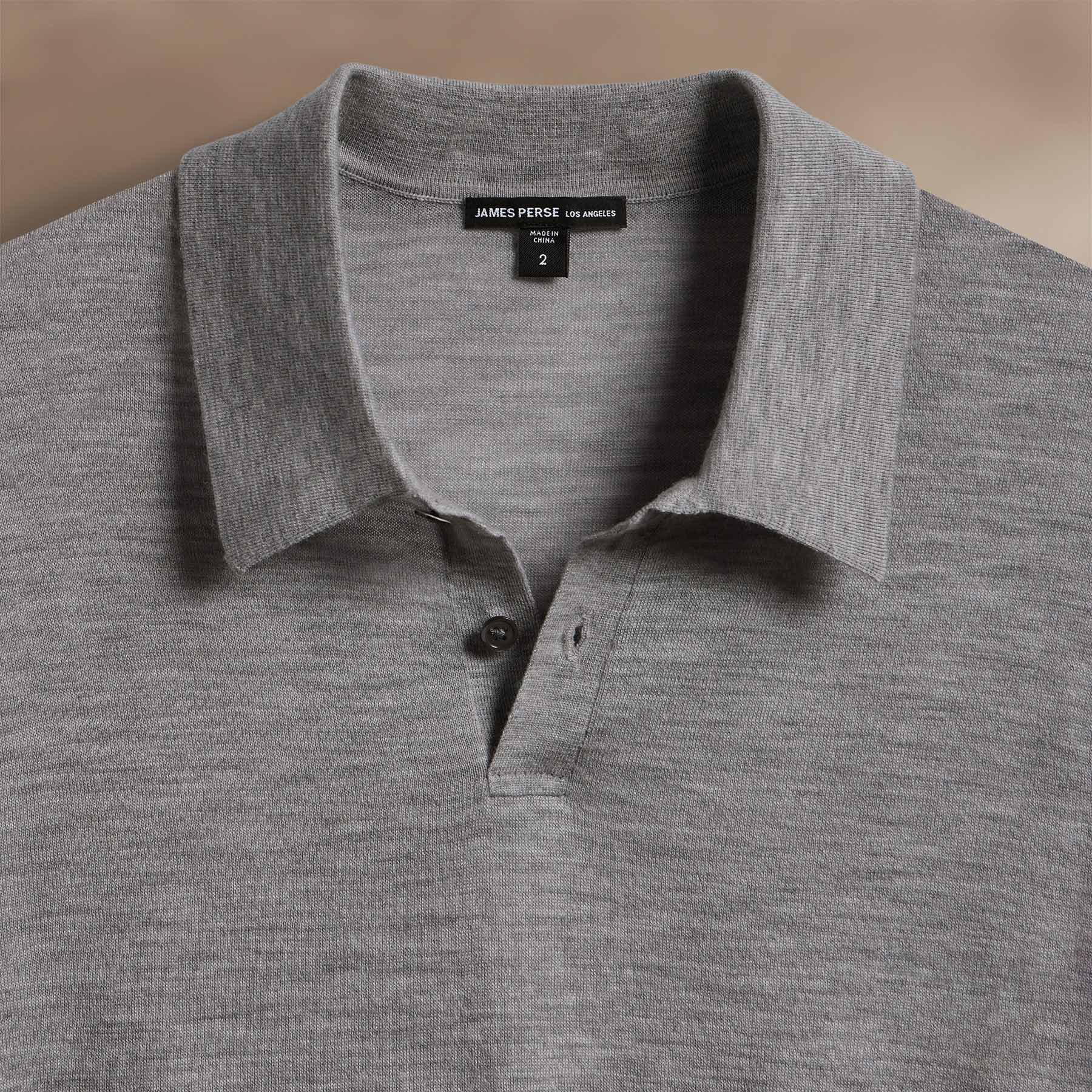 Premium Ultrafine Cashmere Tipped Polo Shirt for Men - Light Heather Grey/Coal - Soft Luxury Casual Wear for Office & Weekend Outings