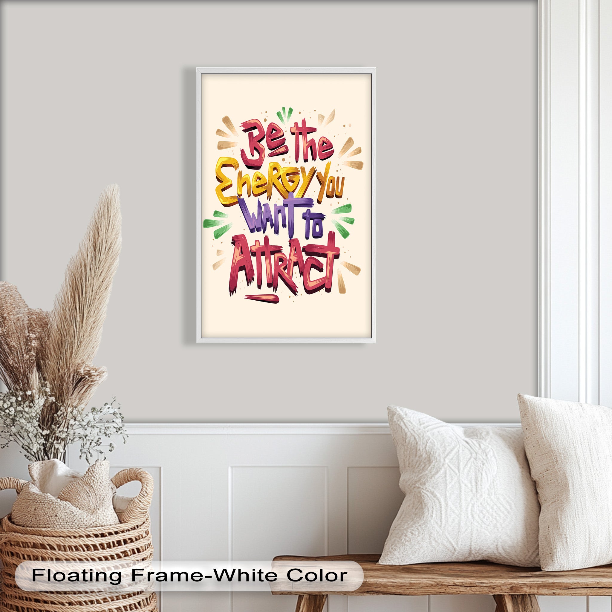 Inspirational Oil Painting - Be the Energy You Want to Attract - Motivational Wall Art for Home, Office & Meditation Space