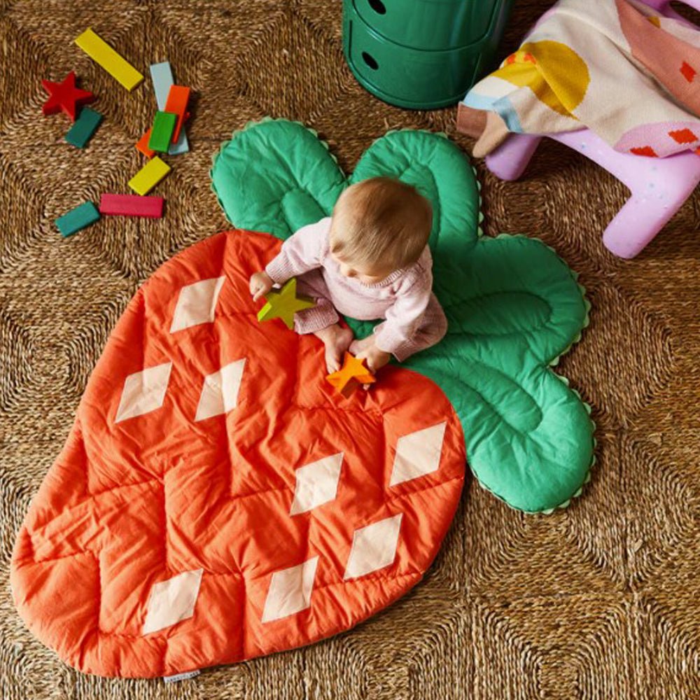Soft Non-Slip Strawberry Playmat for Babies & Toddlers - Ceecee Play Mat for Nursery, Playroom & Floor Time - Safe & Comfortable Crawling Mat for Kids