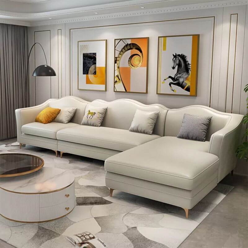 Modern Modular Leather Sofa for Living Room - Medieval Style Square Armrests - Perfect for Small Spaces, Apartments & Home Theater Seating