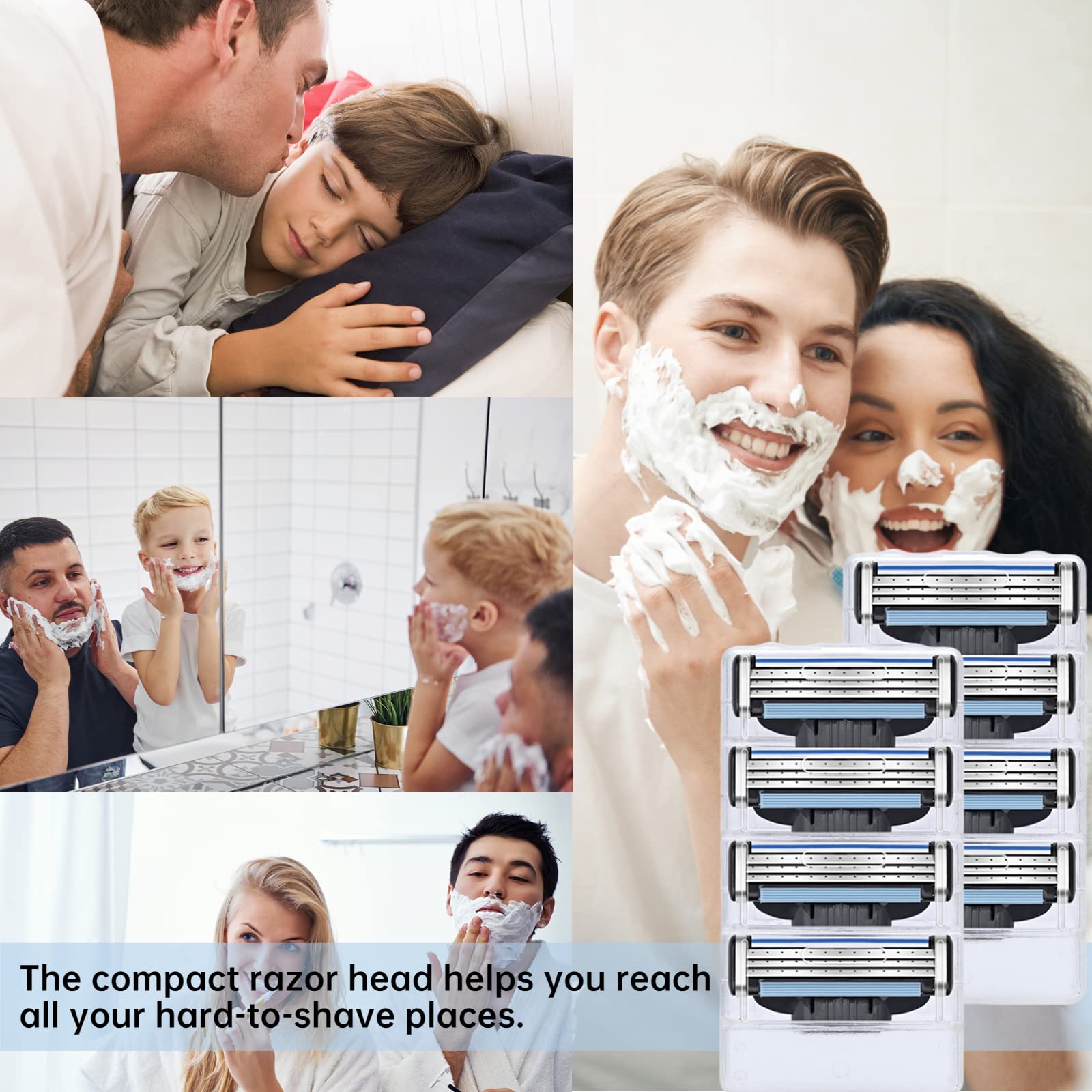 Premium Men's Razor Blade Refills - 16 Count Sharp 3-Blade Refill Cartridges for Smooth Shaving | Dual Lubrication System | Compatible with Most Manual Razors | Perfect for Daily Shaving, Travel & Grooming Kits