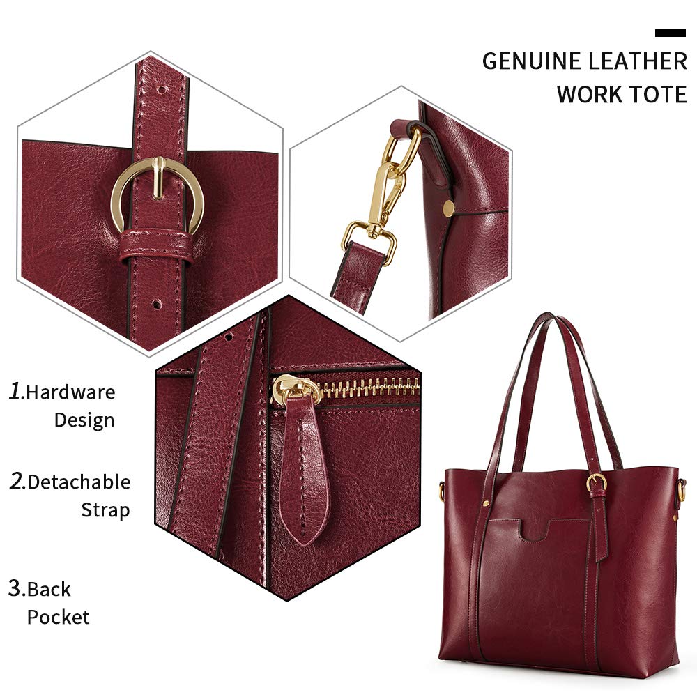 Genuine Leather Women's Tote Bag - Vintage Soft Shoulder Purse with Top Handle, Large Capacity Fashion Handbag for Work, Travel & Daily Use