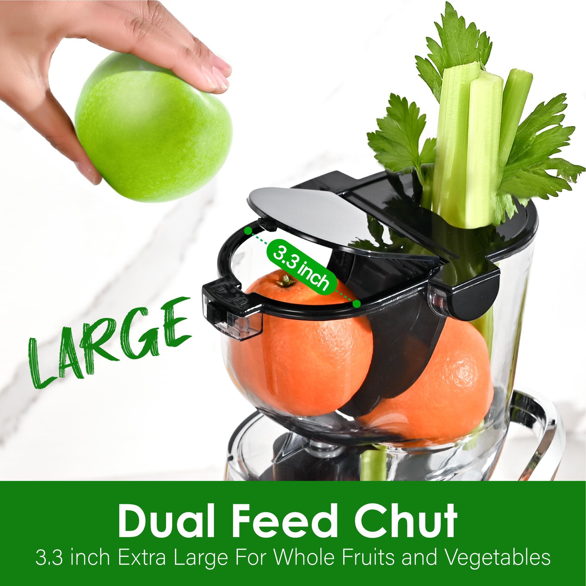 Premium Cold Press Juicer Machine - Slow Masticating Juicer with 3.26