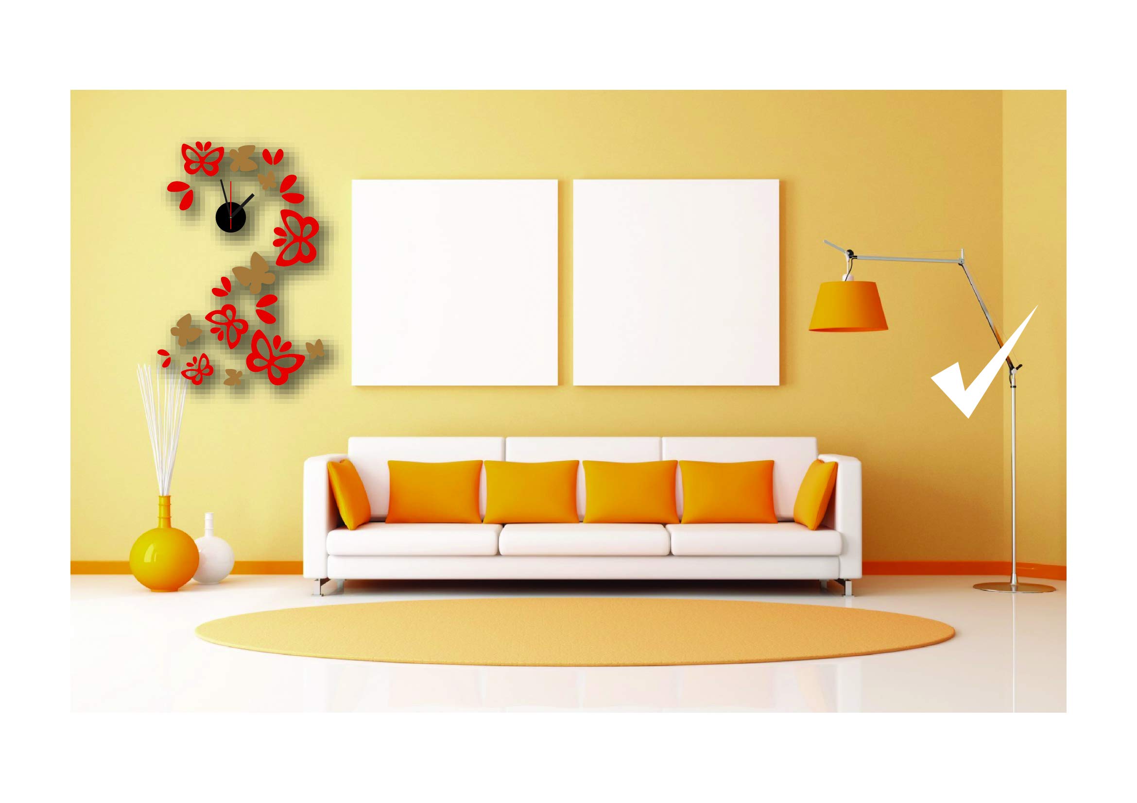 Stylish Mintra Home Wall Clock with Butterfly Design - Perfect for Living Room, Bedroom & Office Decor