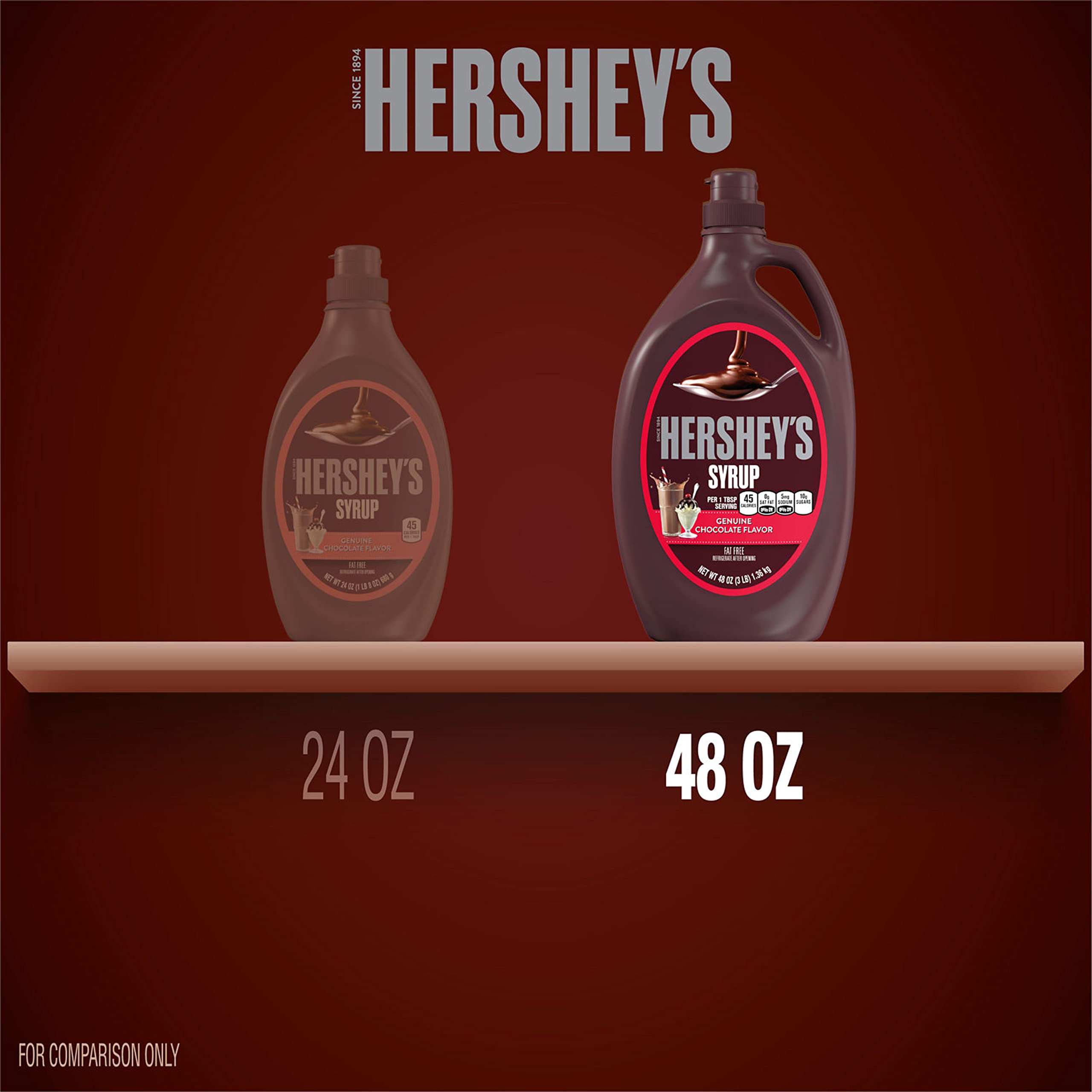 HERSHEY'S Chocolate Syrup Bulk Bottle 48 oz - Rich Chocolate Flavor for Desserts, Ice Cream, Milkshakes & Baking