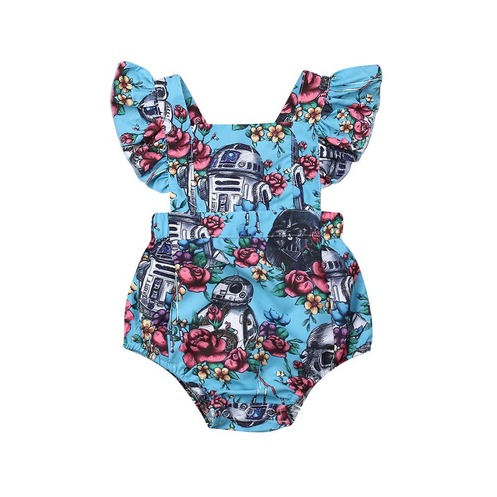 Adorable Baby Girl Romper - Floral Sleeveless Backless Ruffle Sleeve One-Piece Outfit for Newborn Princess | Perfect for Summer, Photoshoots & Special Occasions