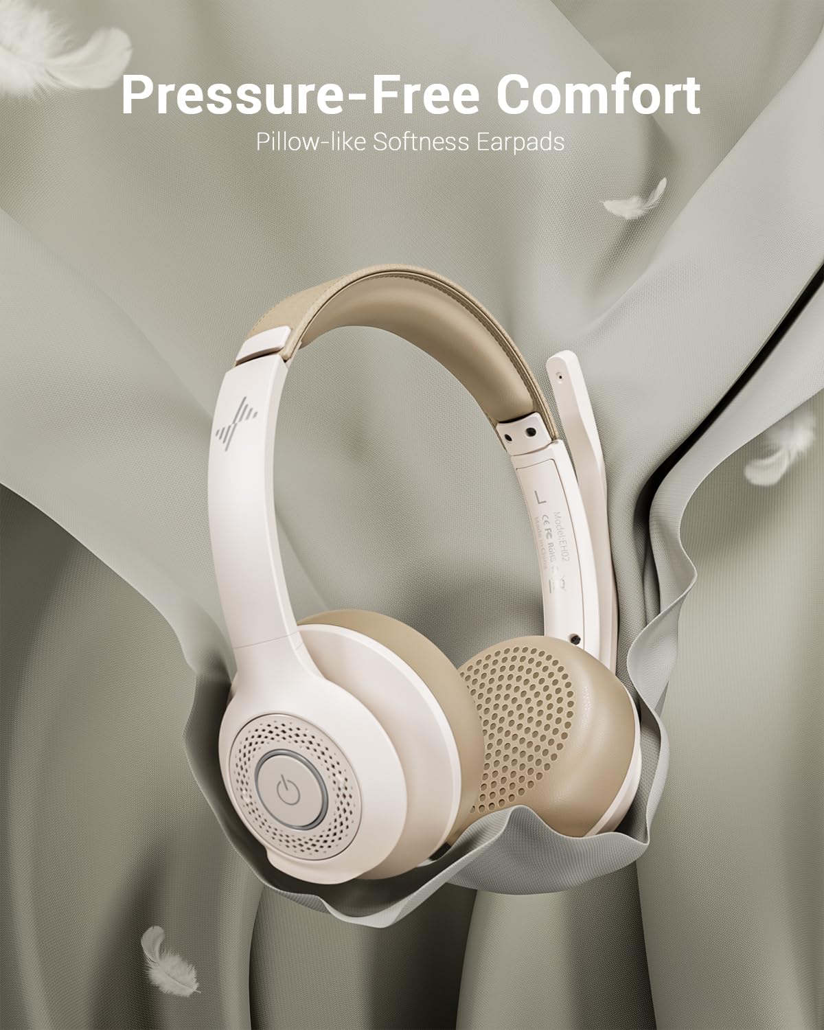 AI Noise Cancelling Wireless Bluetooth Headset V5.2 with USB Dongle & Charging Base - Mic Mute Function for Computer, Laptop, PC, iPhone, Android (White) - Perfect for Home Office, Online Meetings & Gaming
