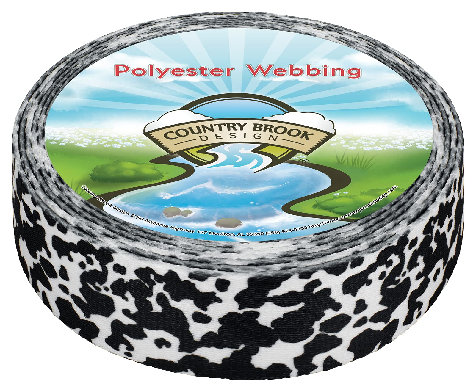 Country Brook Design - Durable Dairy Cow Print Polyester Webbing for Crafts, DIY Projects & Fashion Accessories | Perfect for Handmade Bags, Belts & Home Decor