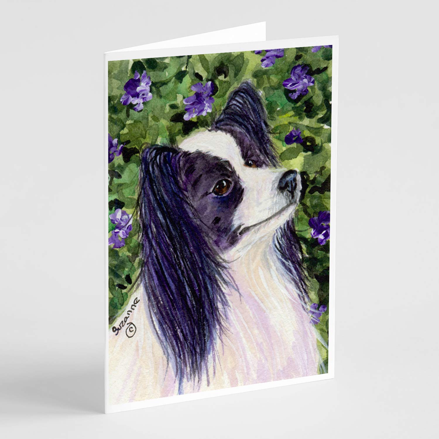 Caroline's Treasures SS8896GCA7P Papillon Blank Greeting Cards Set - 8 Whimsical A7 Size (5x7) Note Cards with Envelopes | Perfect for Birthday Wishes, Thank You Notes & Special Occasions