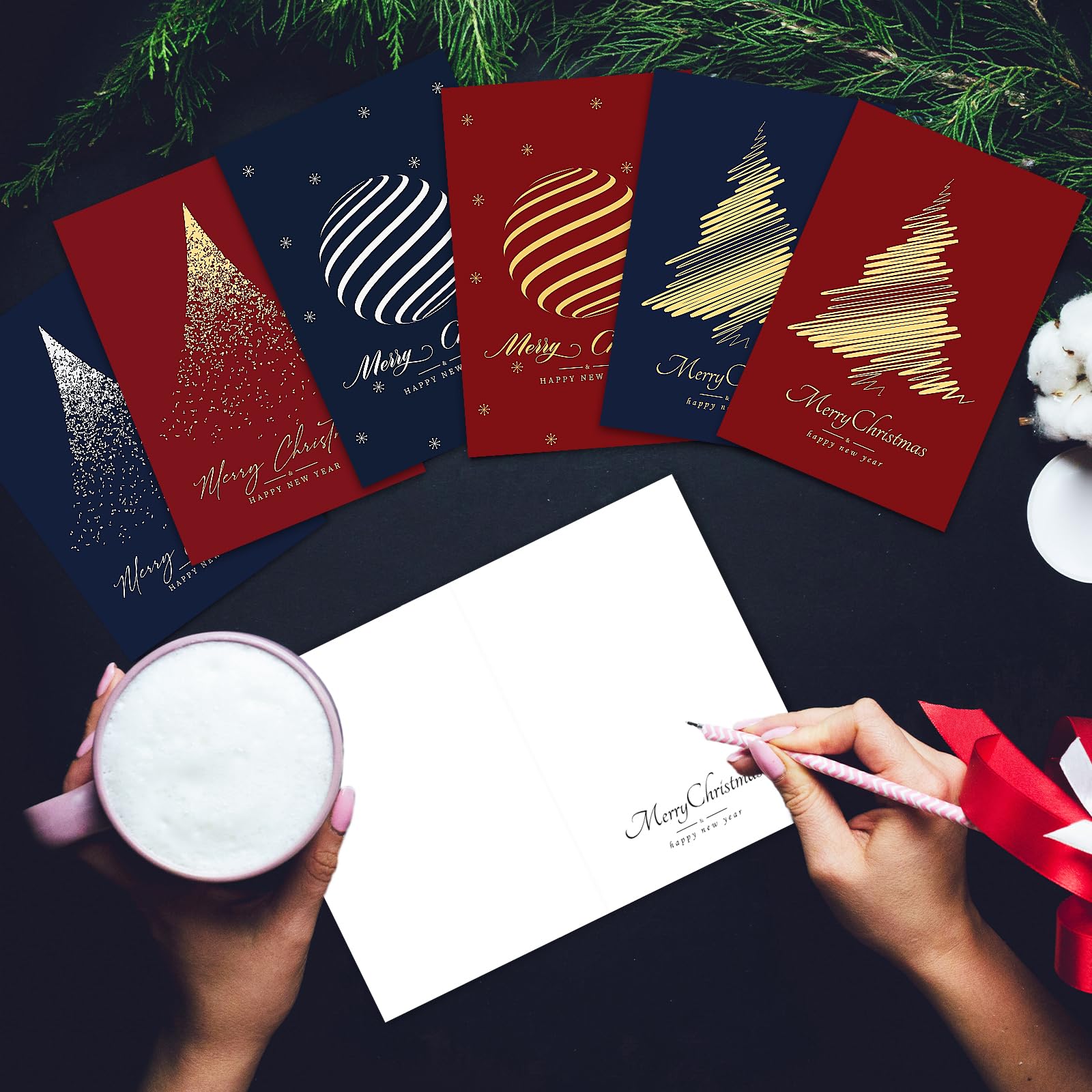 Premium 24-Pack Gold Foil Christmas Cards with Envelopes (5x7 Inch) - Bulk Holiday Greeting Cards for Business, Coworkers & Friends - Perfect for Office Gifts, Client Appreciation & Festive Celebrations