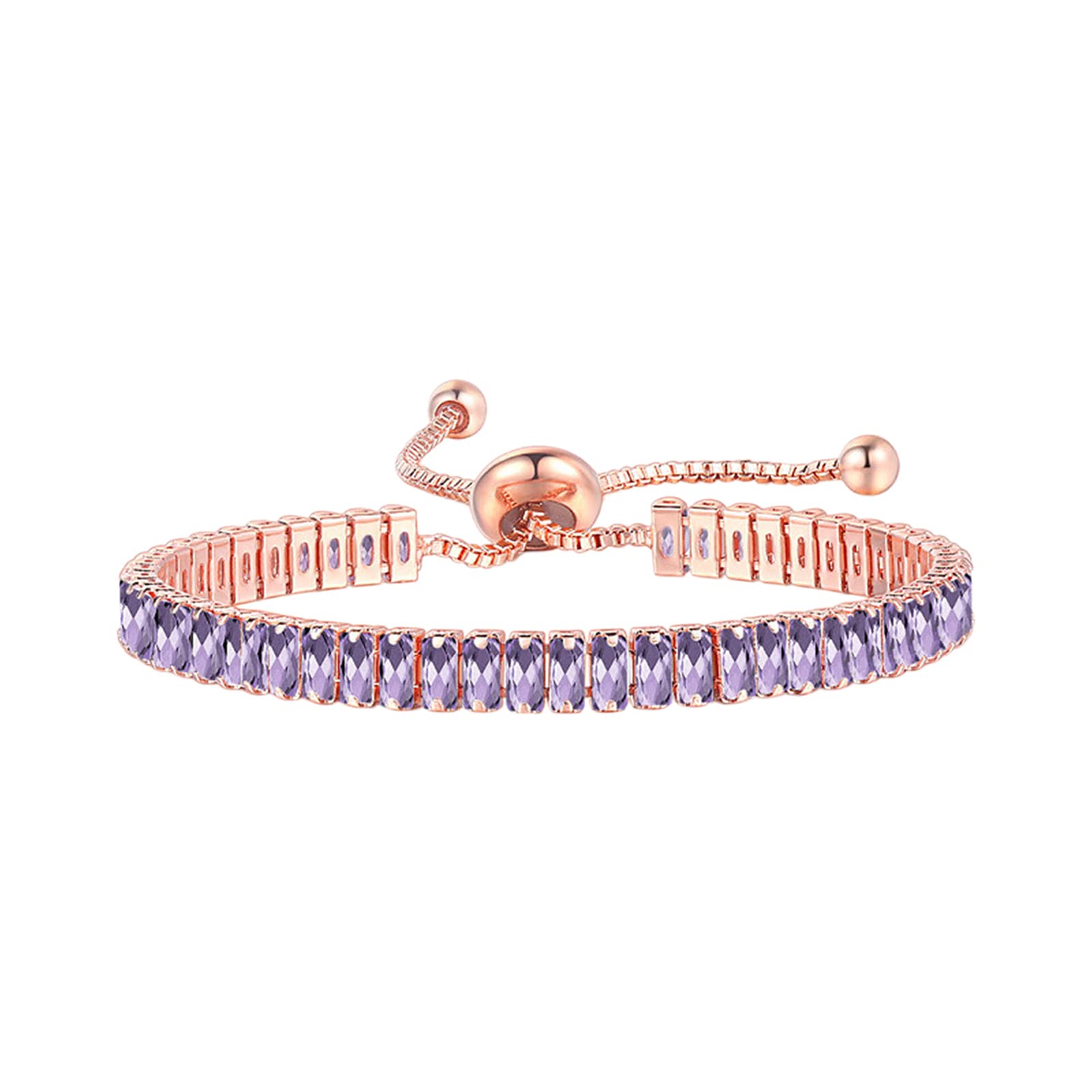 Diamond Tennis Bracelet for Women - Adjustable Sliding Wedding Bracelet & Gold Necklace Set (Purple, One Size) - Perfect for Bridal Jewelry, Anniversary Gifts & Special Occasions