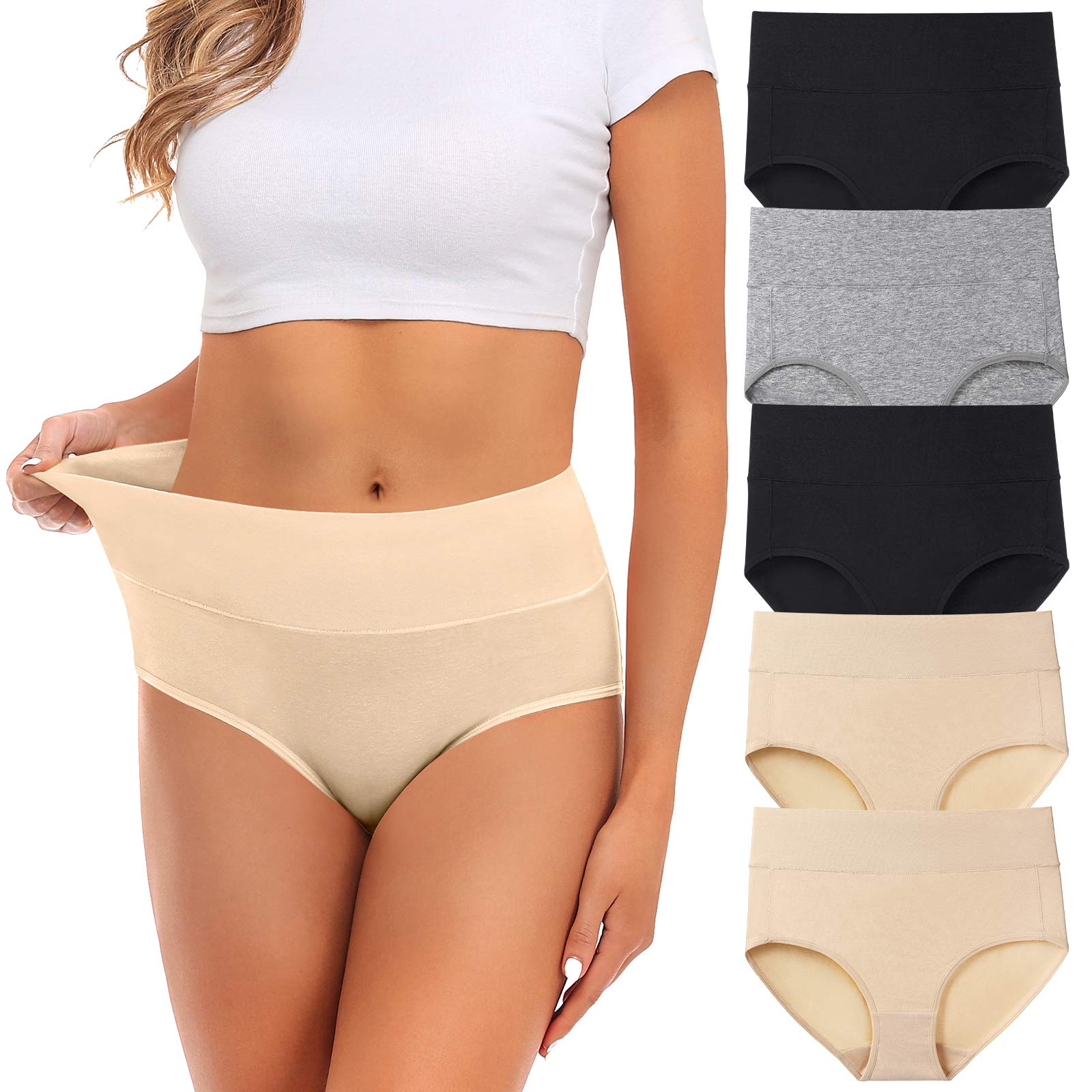 Women's Cotton Mid Waist Underwear - No Muffin Top Full Coverage Briefs Panties Lingerie Multipack | Comfortable Daily Wear & Sleepwear for Women