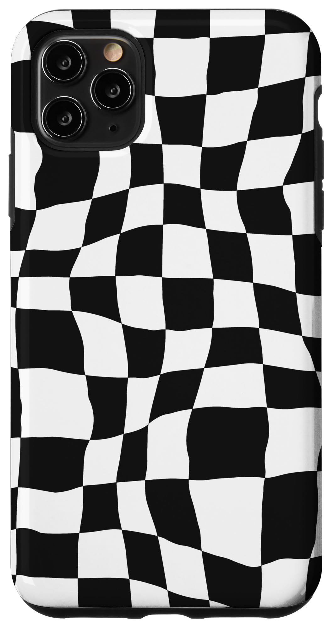iPhone 11 Pro Max Case - Wavy Checker Pattern in White & Black | Durable Protective Cover for Everyday Use, Travel & Work
