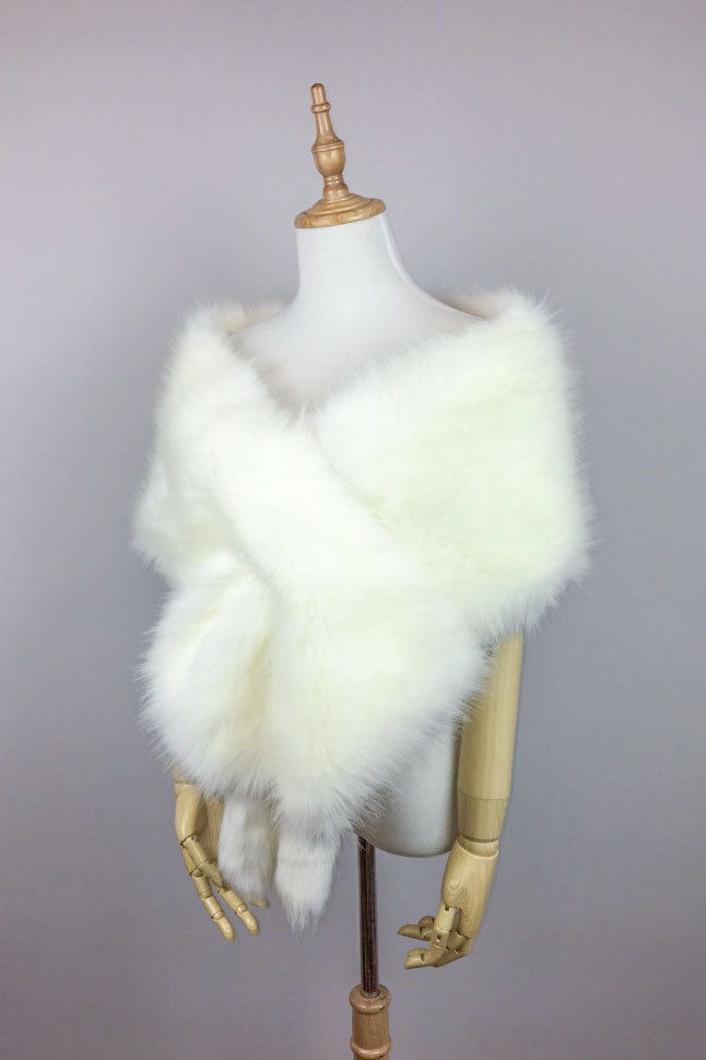 Ivory White Fur Shawl - Elegant Winter Wrap for Women (Lilian Ivy03) | Perfect for Weddings, Parties & Cold Weather Fashion