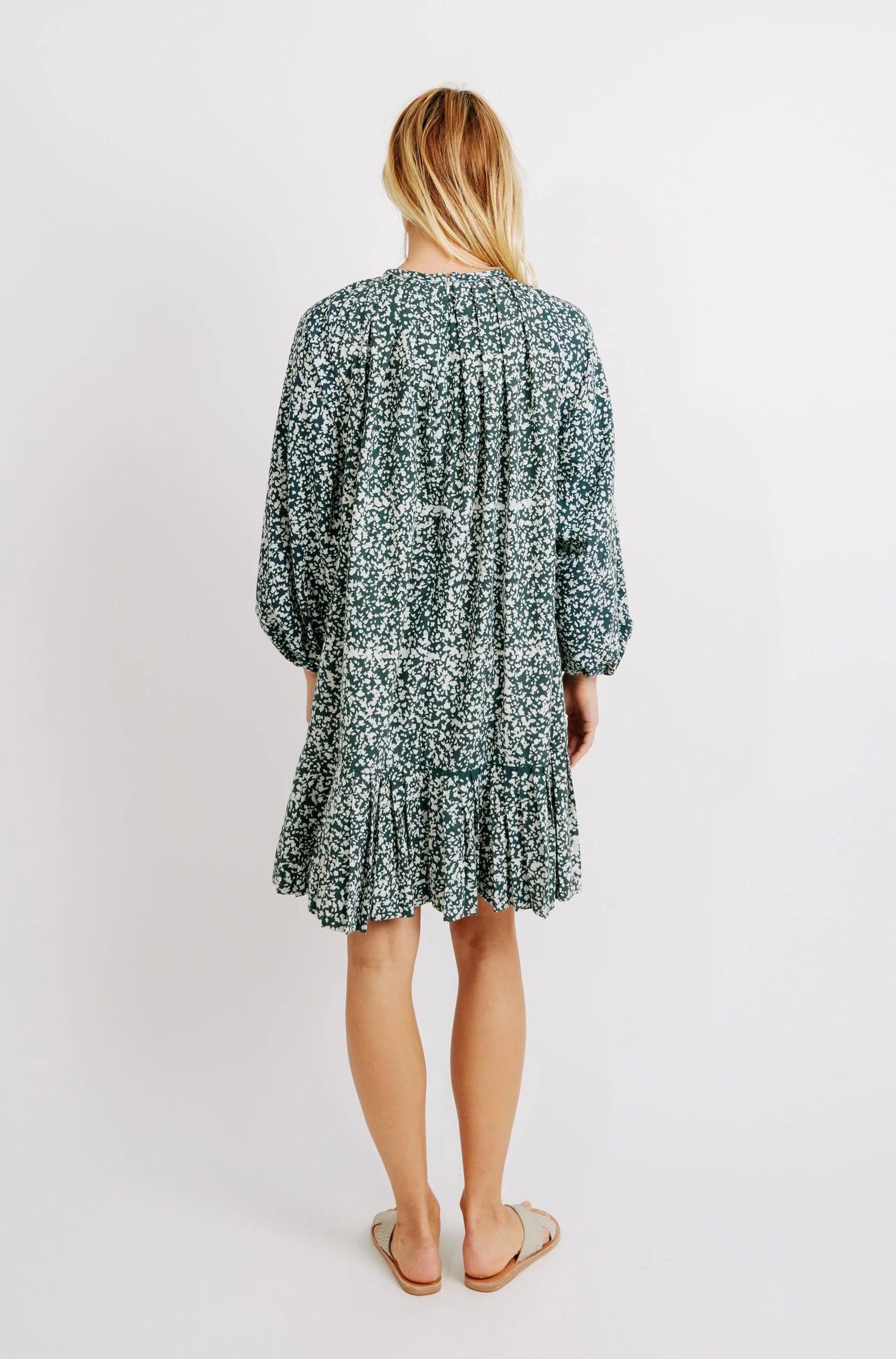 Mirth Somerset Drop Waist Dress in Forest Green - Elegant Flowy Midi Dress for Women, Perfect for Weddings, Parties & Special Occasions