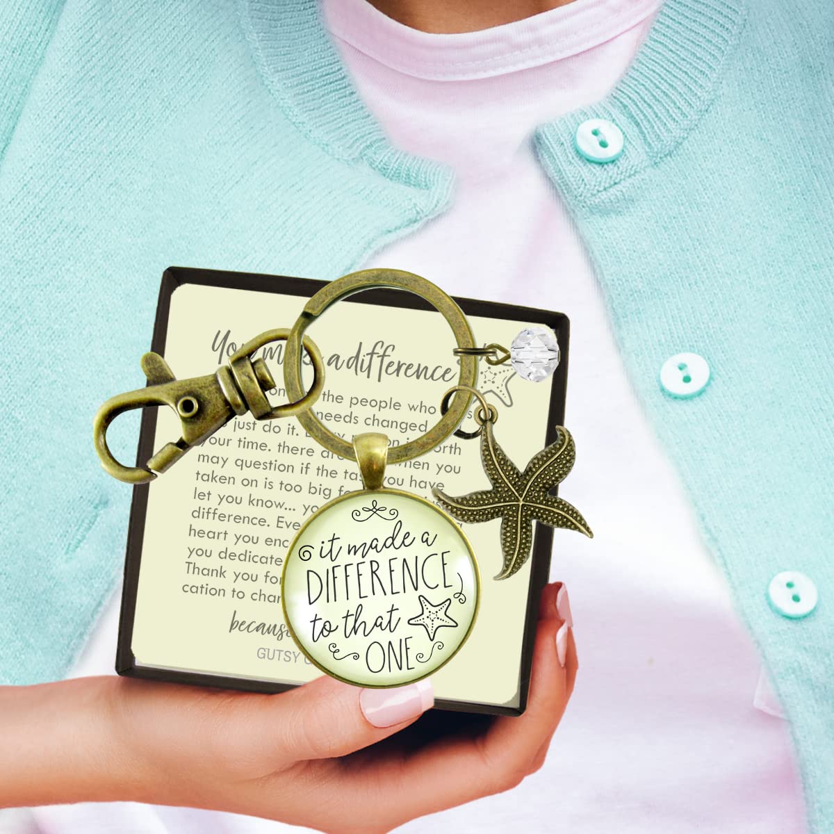 Starfish Keychain - Inspirational Teacher Appreciation Gift Jewelry for Educators, Mentors & Coaches | Perfect for Thank You Gifts, Retirement Presents & Motivational Tokens