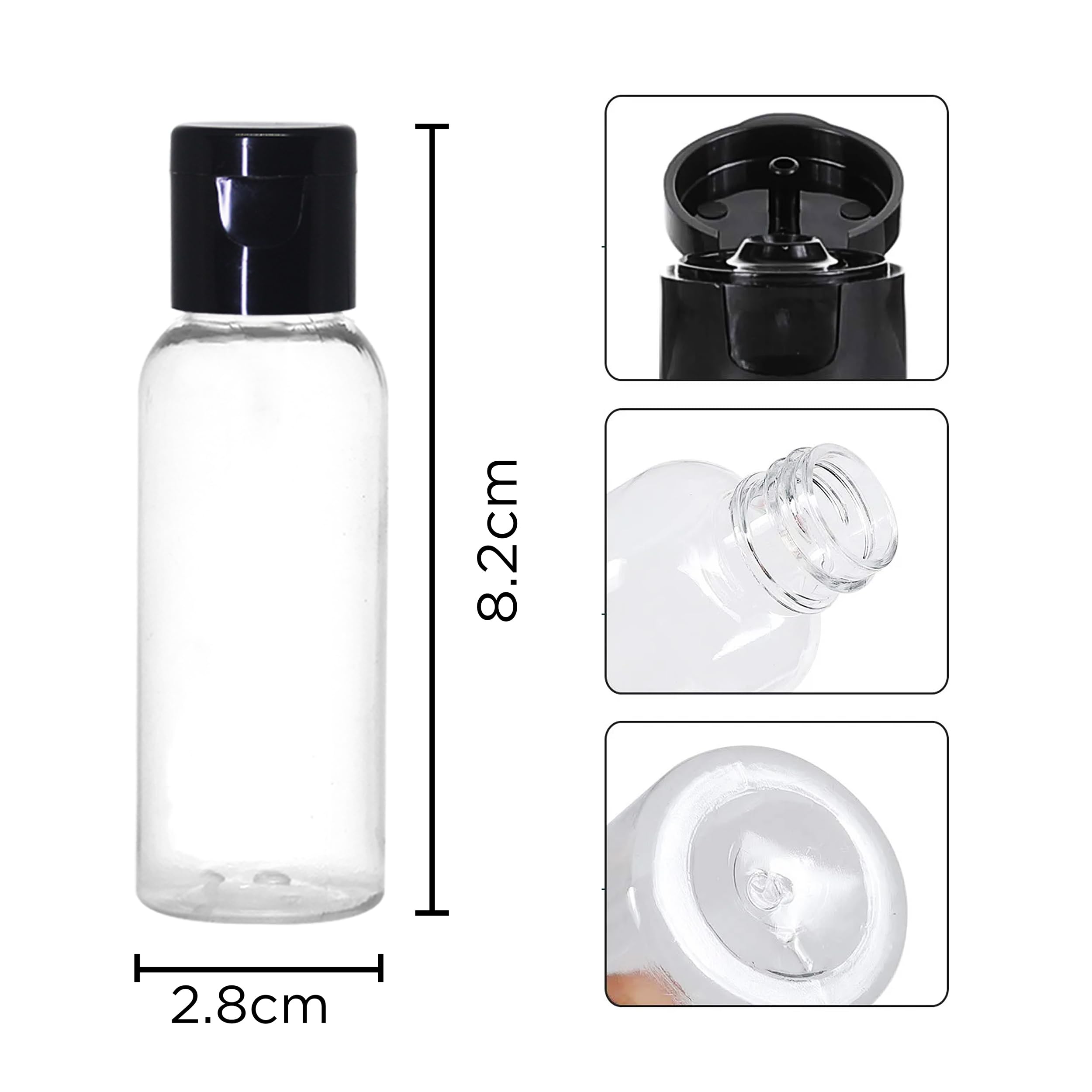NSB Herbals 30ml Empty Clear Plastic Bottles - Refillable Travel Size Cosmetic Containers with Black Flip Cap - Leak Proof Squeeze Bottles for Toiletries, Shampoo, Lotion, Cream - Perfect for DIY Beauty Products, Essential Oils & Travel Accessories (Pack of 6)