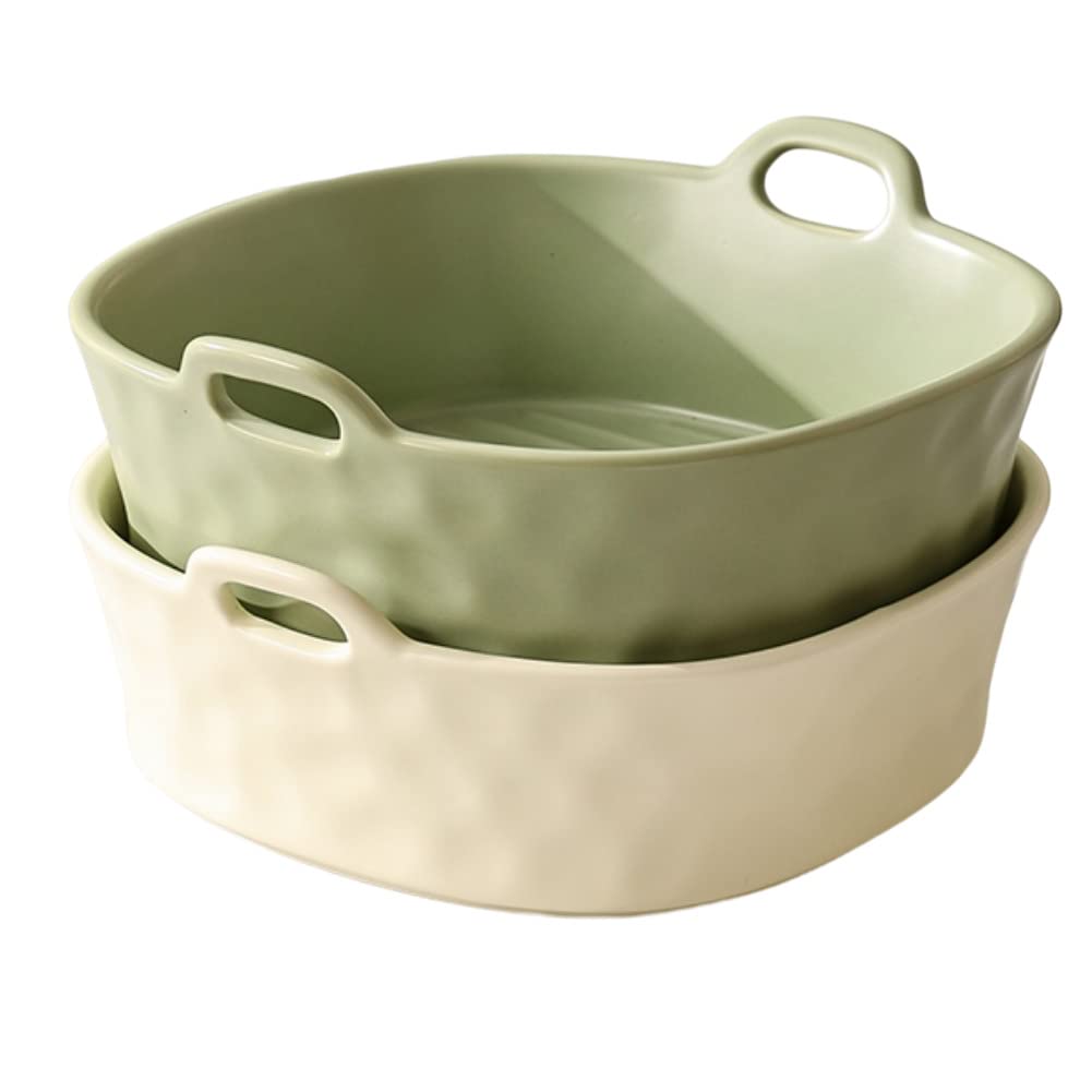 2 Pack Reusable Ceramic Air Fryer Liners - 7.5 Inch Square Non-Stick Baking Sheets (Green + Beige) | Eco-Friendly Silicone Replacement | Perfect for Healthy Cooking, French Fries, Chicken Wings & Vegetables