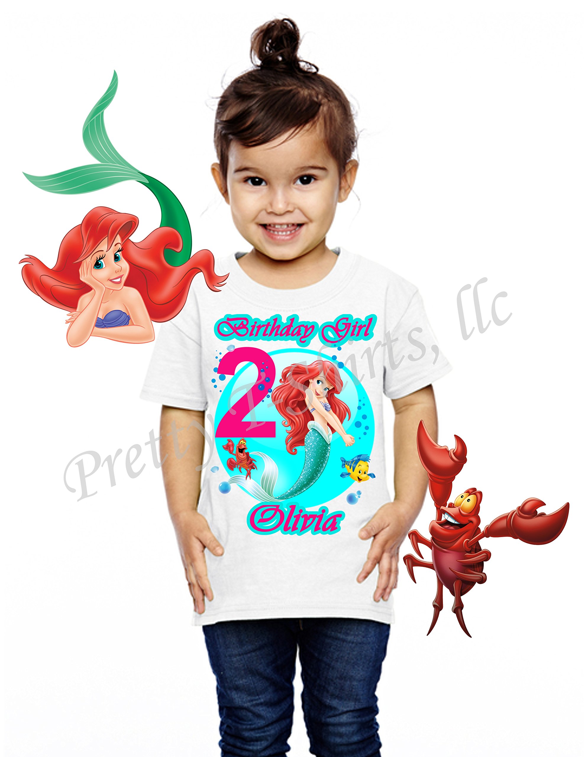 Custom Mermaid Birthday Shirt for Girls - Personalized Princess Tee with Name & Age - Matching Family Birthday Outfits | Perfect for Princess Parties, Themed Celebrations & Photo Shoots