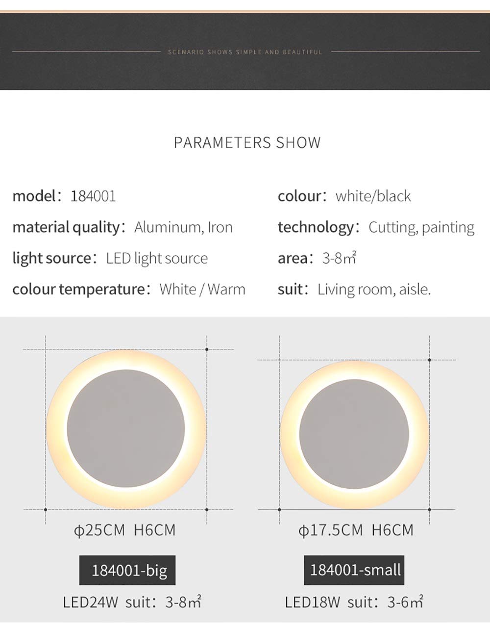 Modern LED Wall Sconce - Adjustable Acrylic Wall Light Fixture for Living Room, Bedroom, Hallway - Flexible Plate, Cool White Round Design (110-240V, 3000K-18W) - Perfect for Ambient Lighting in Home Decor and Commercial Spaces
