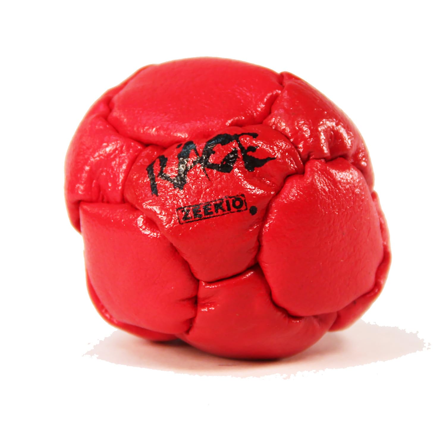 Zeekio Red Rage Footbag - Genuine Leather 14-Panel Hacky Sack with Pellet Filling - Hand Stitched for Durability - Perfect for Outdoor Games, Gym Class & Skill Training