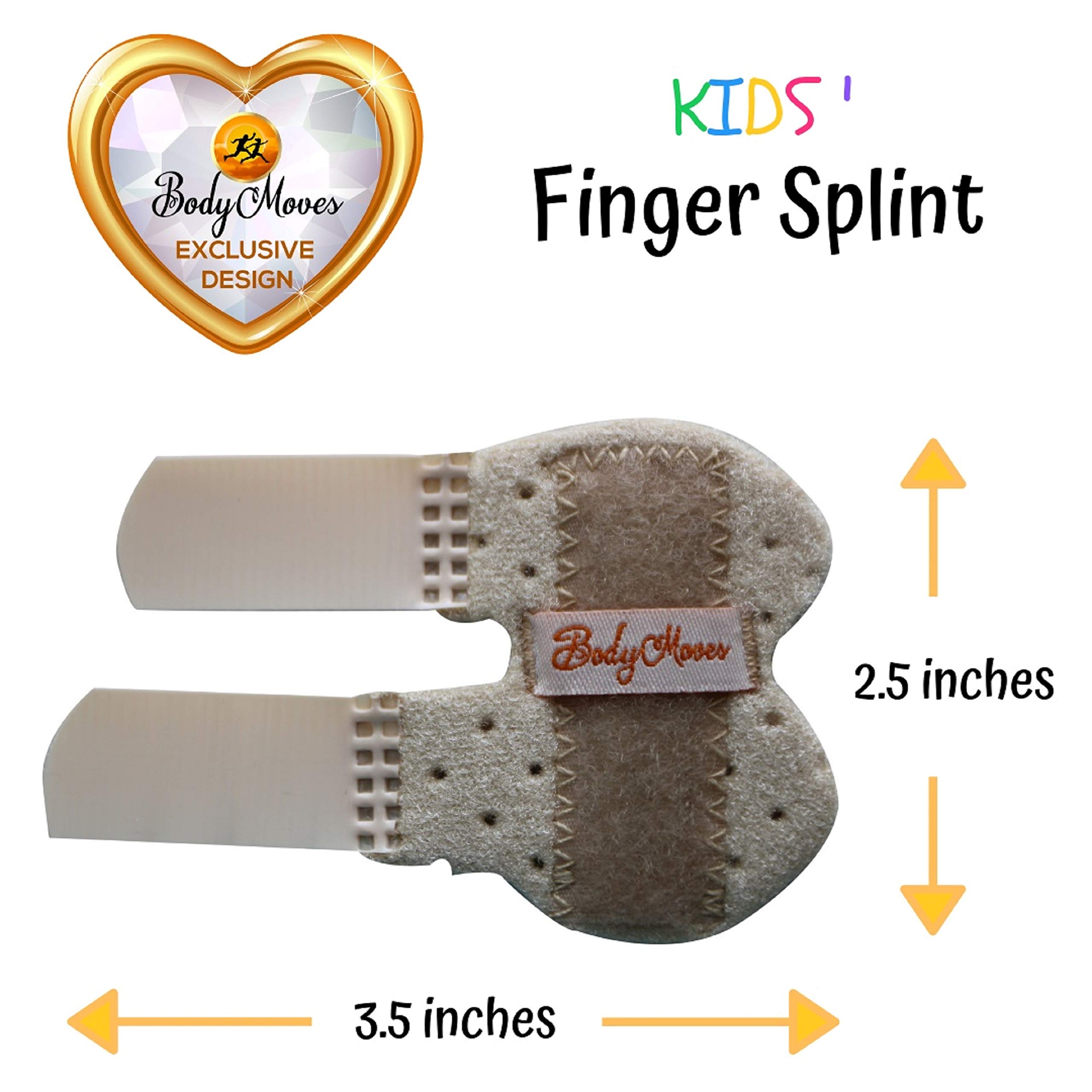 BodyMoves Finger Splints for Teens & Kids - Pinky Support (2-Pack, Desert Sand Beige) | Comfortable & Adjustable Finger Brace for Typing, Writing & Daily Activities