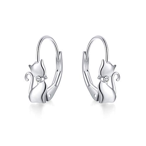 A-Silver cat earrings