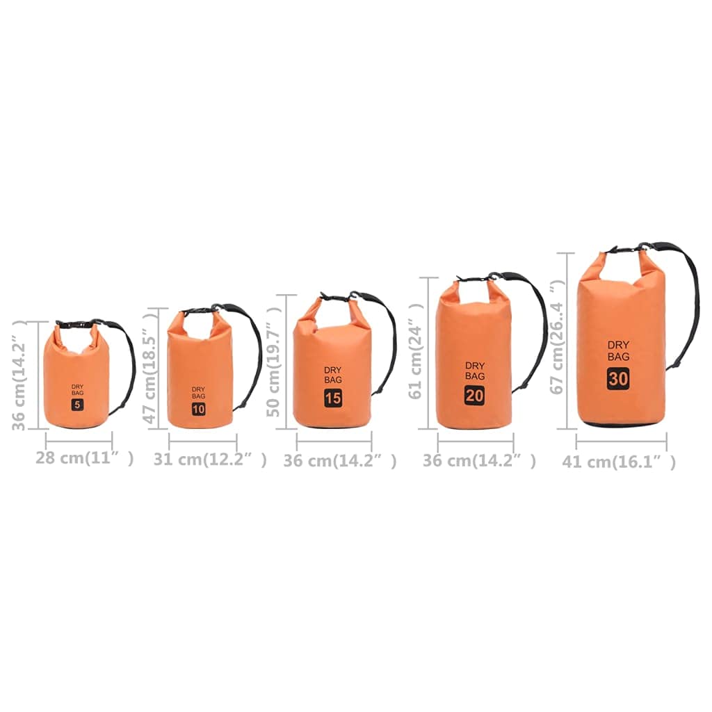 vidaXL Waterproof Dry Bag with Zipper - Orange PVC Backpack for Boating, Kayaking & Water Sports | Durable Waterproof Duffel for Beach, Camping & Outdoor Adventures