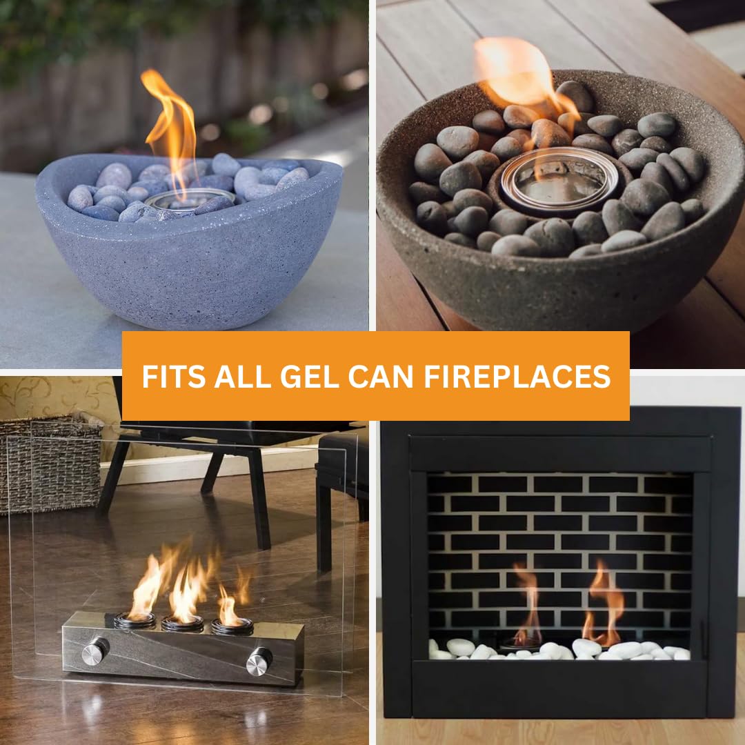 24 Pack Roundfire Gel Fuel Cans for Fire Bowls, Fireplaces & Tabletop Fire Pits - Indoor/Outdoor Use for Patio, Deck, Backyard & Camping Warmth