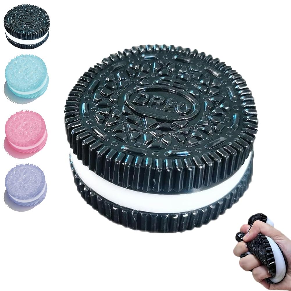 Ultra-Soft Pink Oreo Squishy Stress Relief Toy - Taba Squishy Oreo & Cream Sandwich Decompression Venting Toy for Kids & Adults | Perfect for Birthday Parties, Office Stress Relief & Sensory Play (Black)