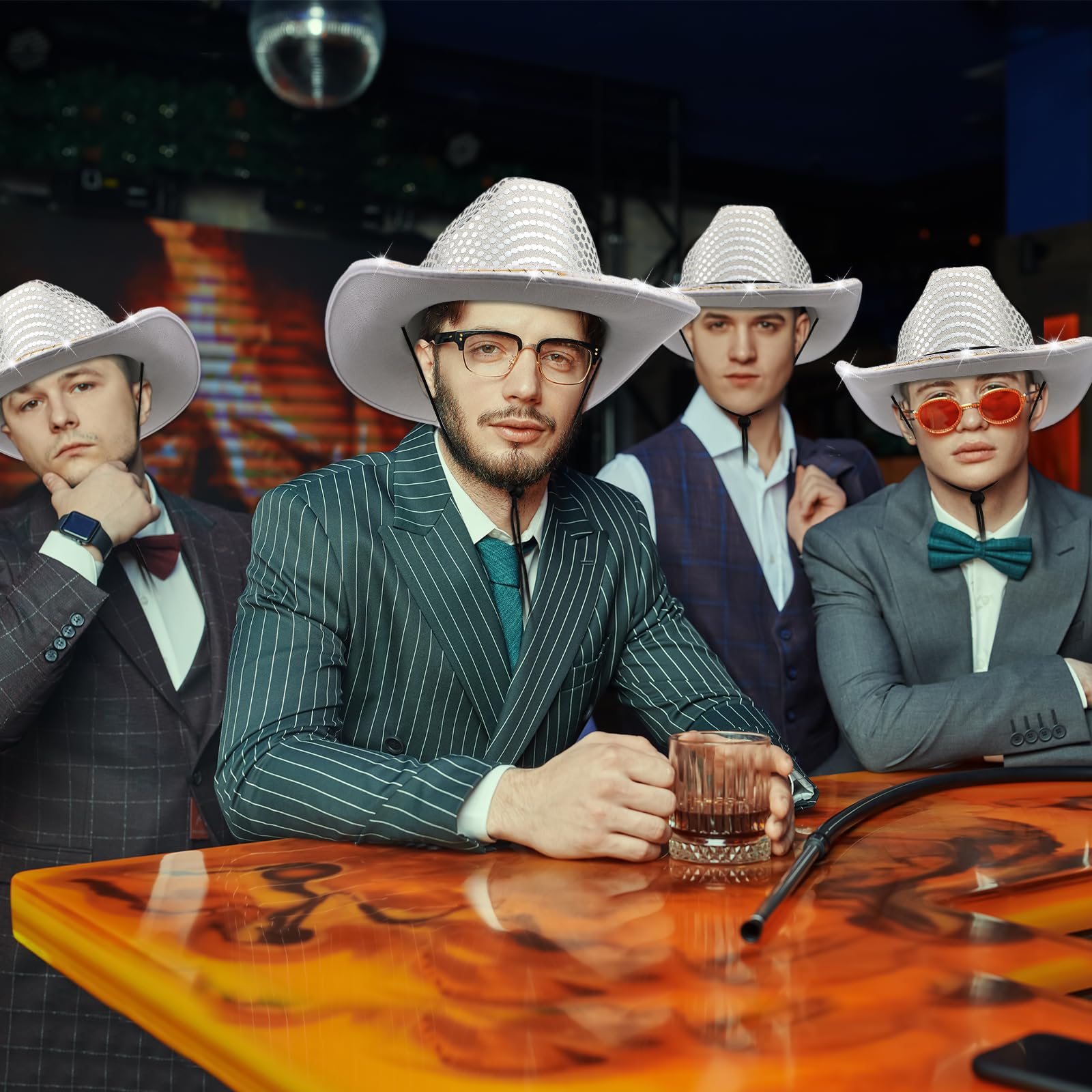20 Pack LED Flashing Cowboy Cowgirl Hats - Light Up Western Party Hats for Bachelorette, Wedding, Bridal Showers & Country Themed Events - Perfect for Night Raves, Concerts, and Festivals