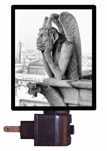 Paris Night Light - Notre Dame Gargoyle LED Night Lamp | French Home Decor | Romantic Bedside Lighting for Bedroom & Nursery
